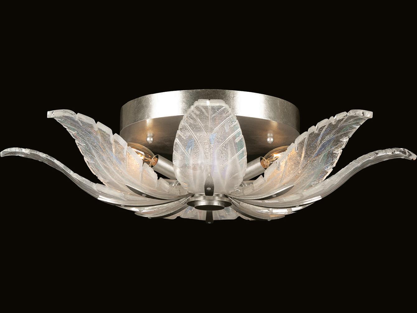 Fine Art Handcrafted Lighting Plume 4-Light Silver Crystal Glass Flush Mount