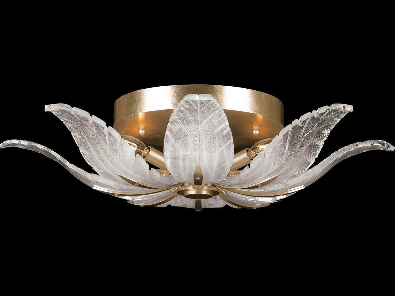Fine Art Handcrafted Lighting Plume 4-Light Gold Crystal Glass Flush Mount