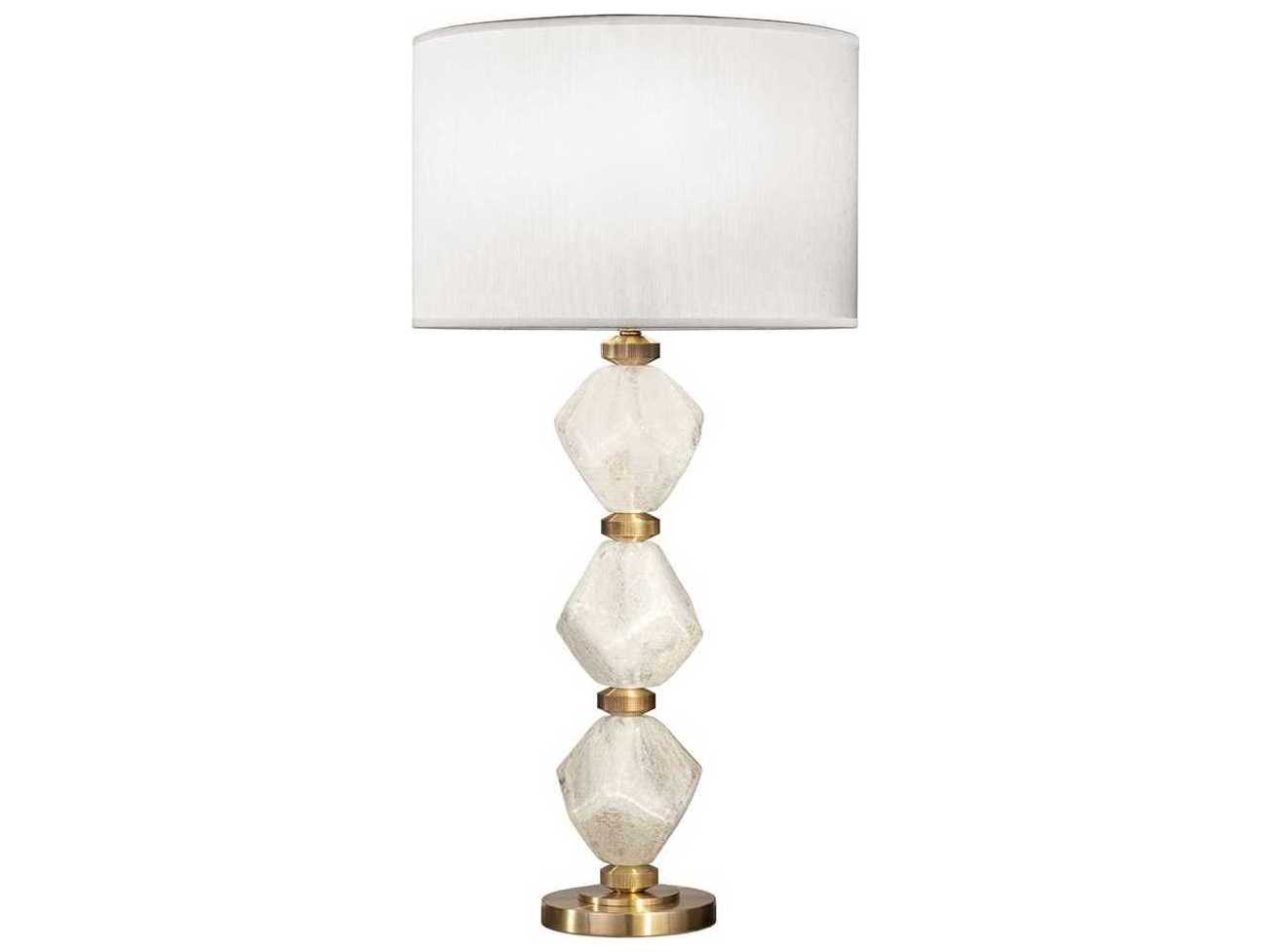 Fine Art Handcrafted Lighting Natural Inspirations Clear Quartz Glass Brass LED Buffet Lamp