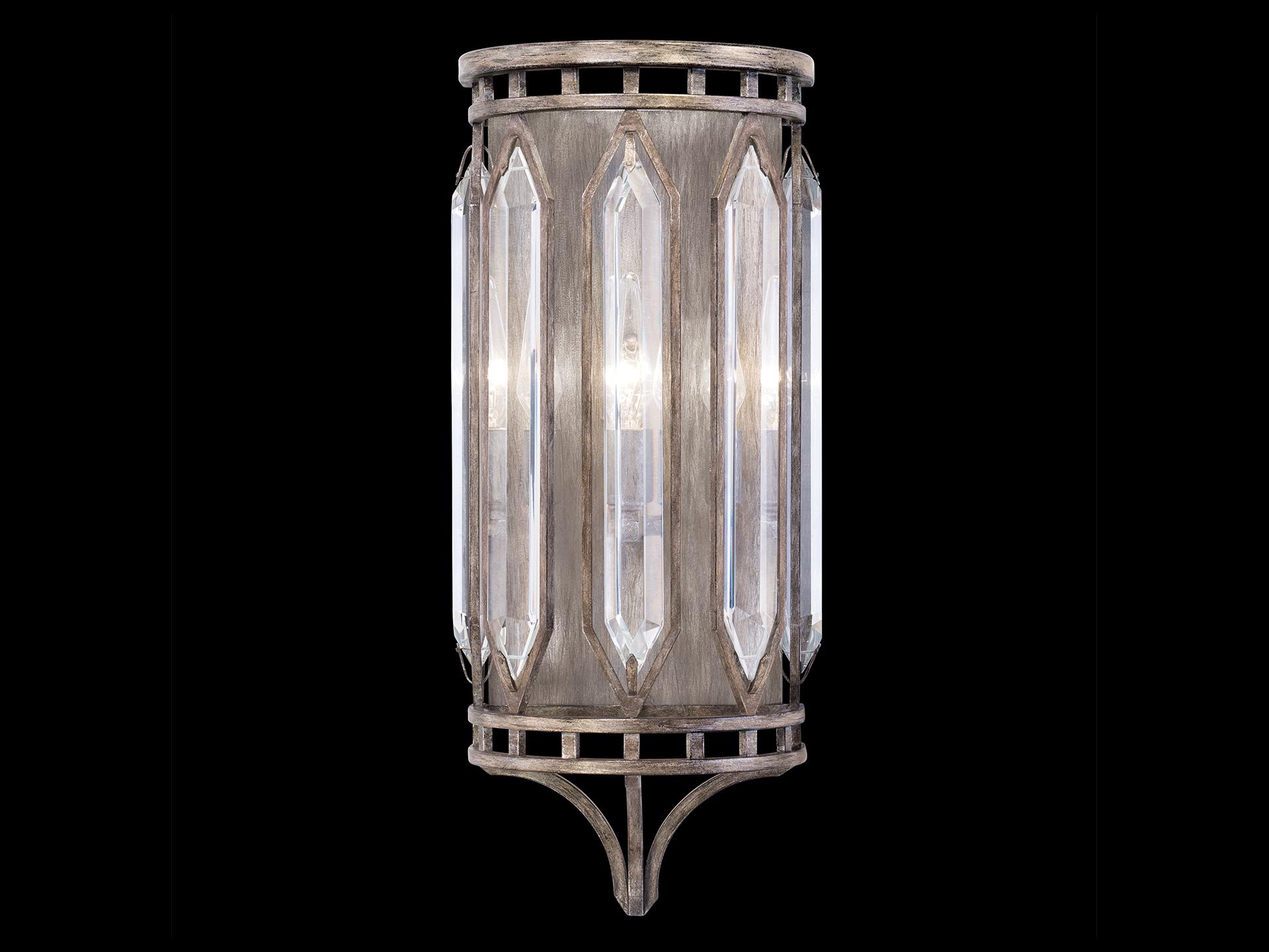 Fine Art Handcrafted Lighting Westminster 3-Light Antique Silver Crystal Wall Sconce