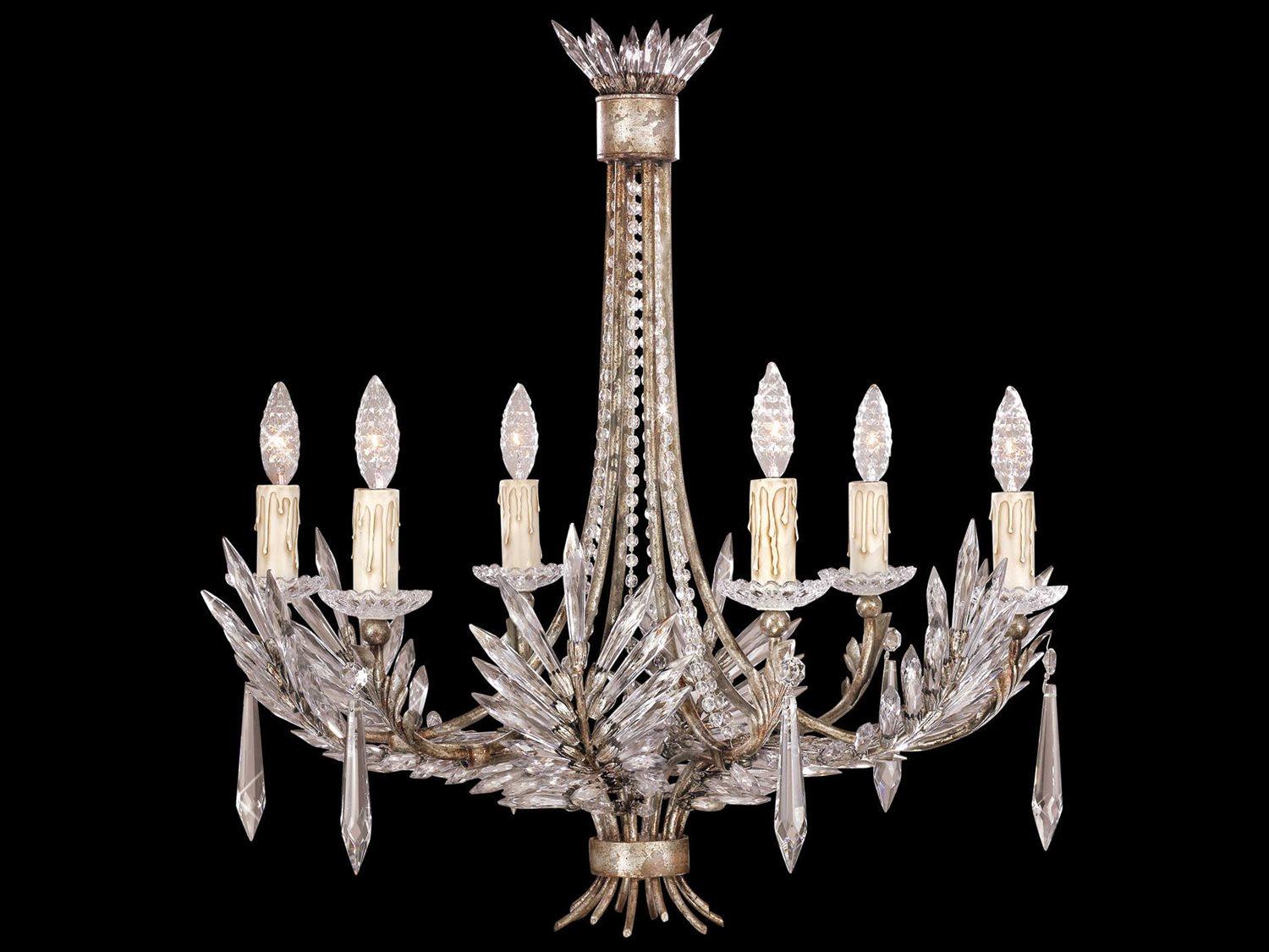 Fine Art Handcrafted Lighting Winter Palace 6-Light Silver Crystal Bowl Chandelier