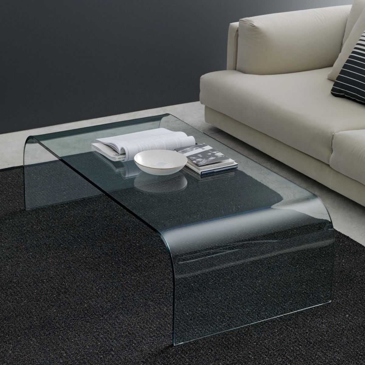 Fontana Arte Rectangular Glass Transparent Coffee Table