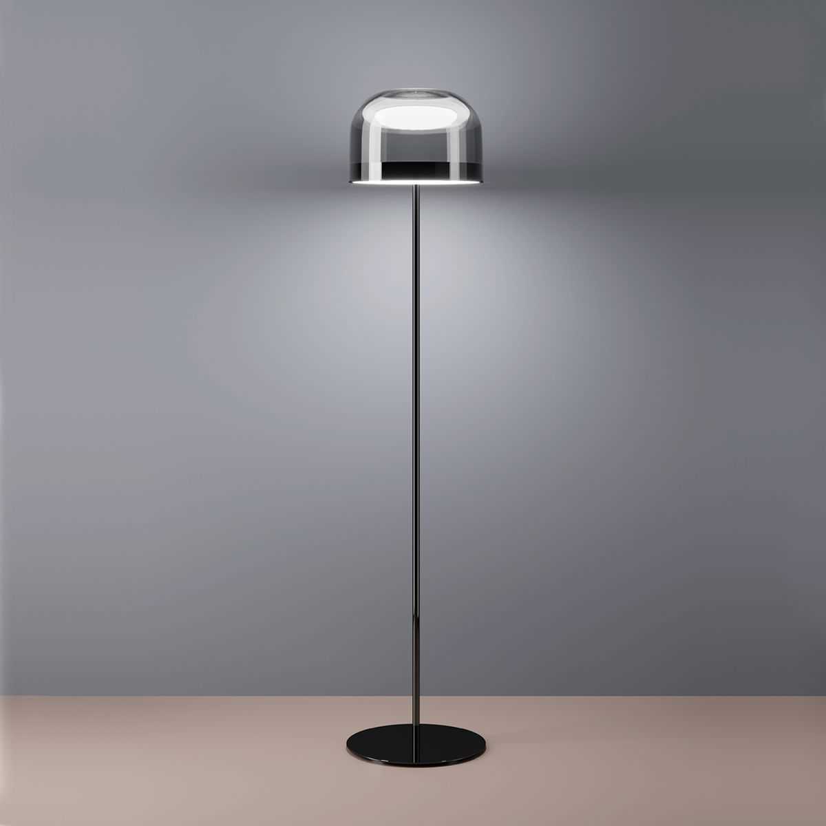 Fontana Arte Equatore Black Glass LED Floor Lamp