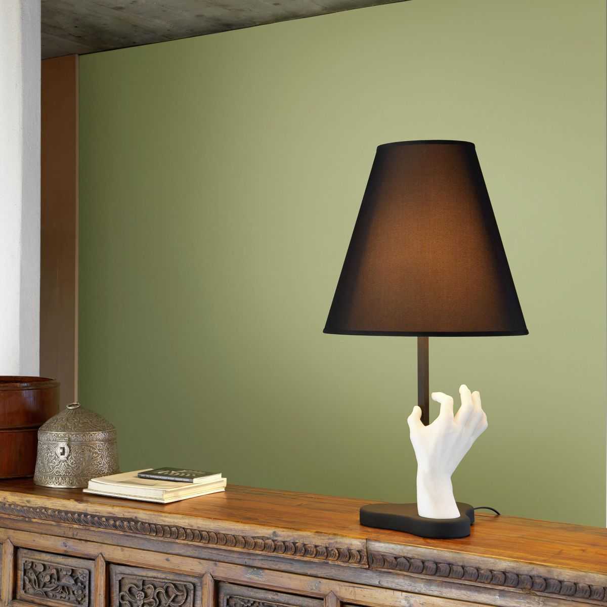 Fontana Arte Mano White marble powder and resin Marble Powder And Resin Black Fabric Lined Table Lamp