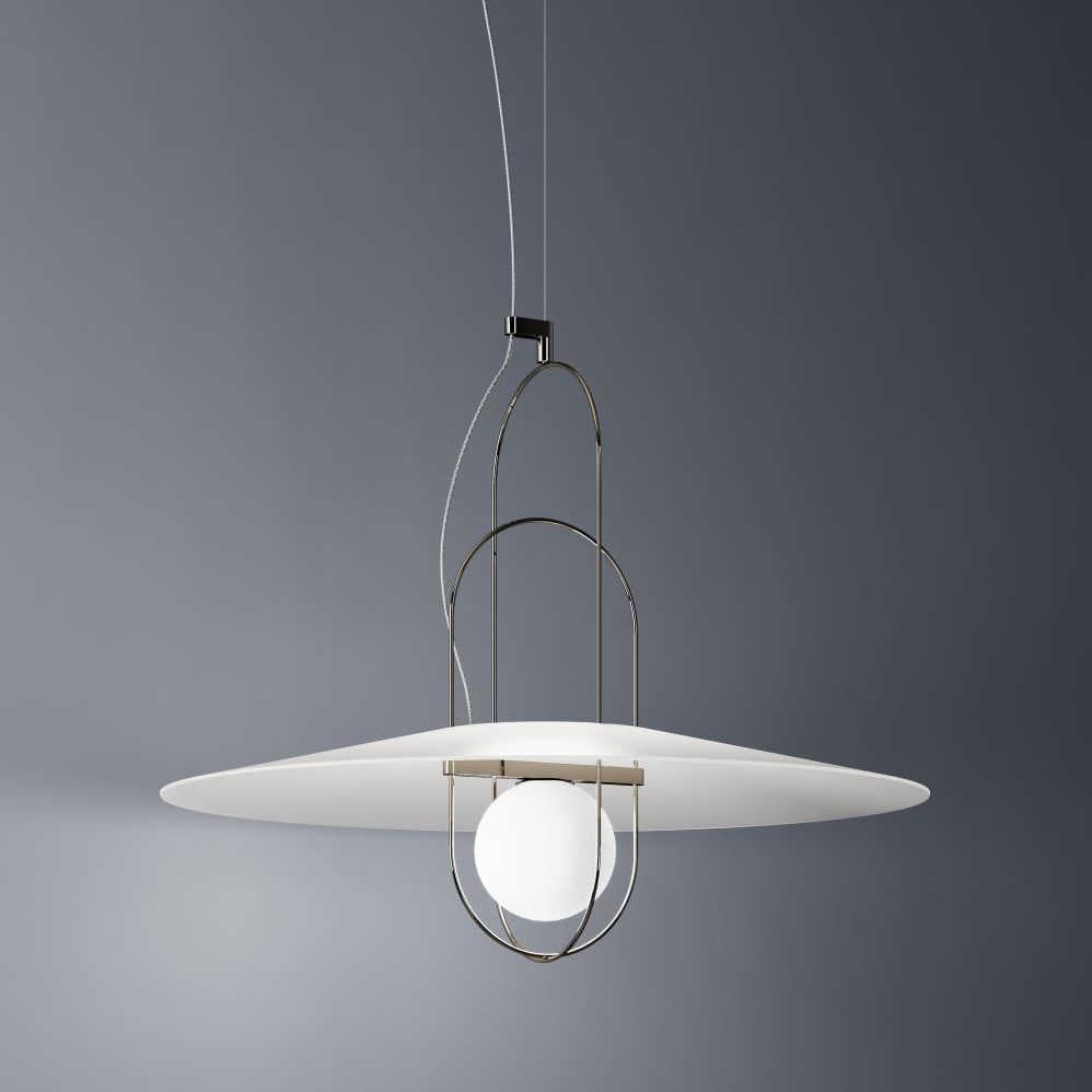 Fontana Arte Setareh Nickel Glass LED Globe Pendant
