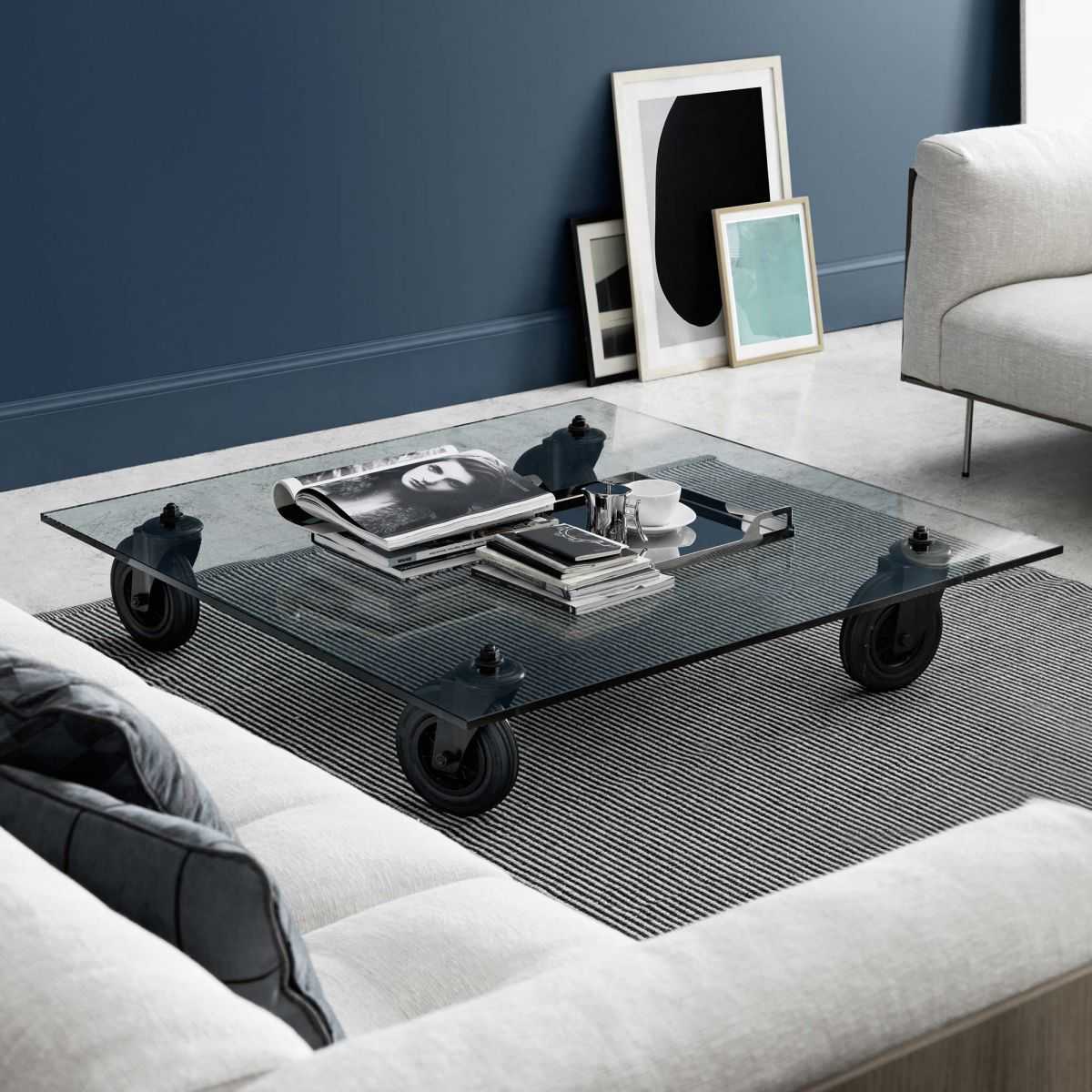 Fontana Arte Tavolo Con Route Rectangular With Glass Coffee Table
