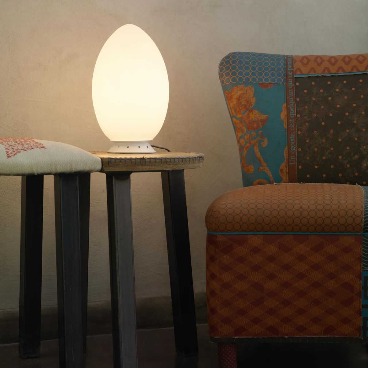 Fontana Arte Uovo White Glass Table Lamp