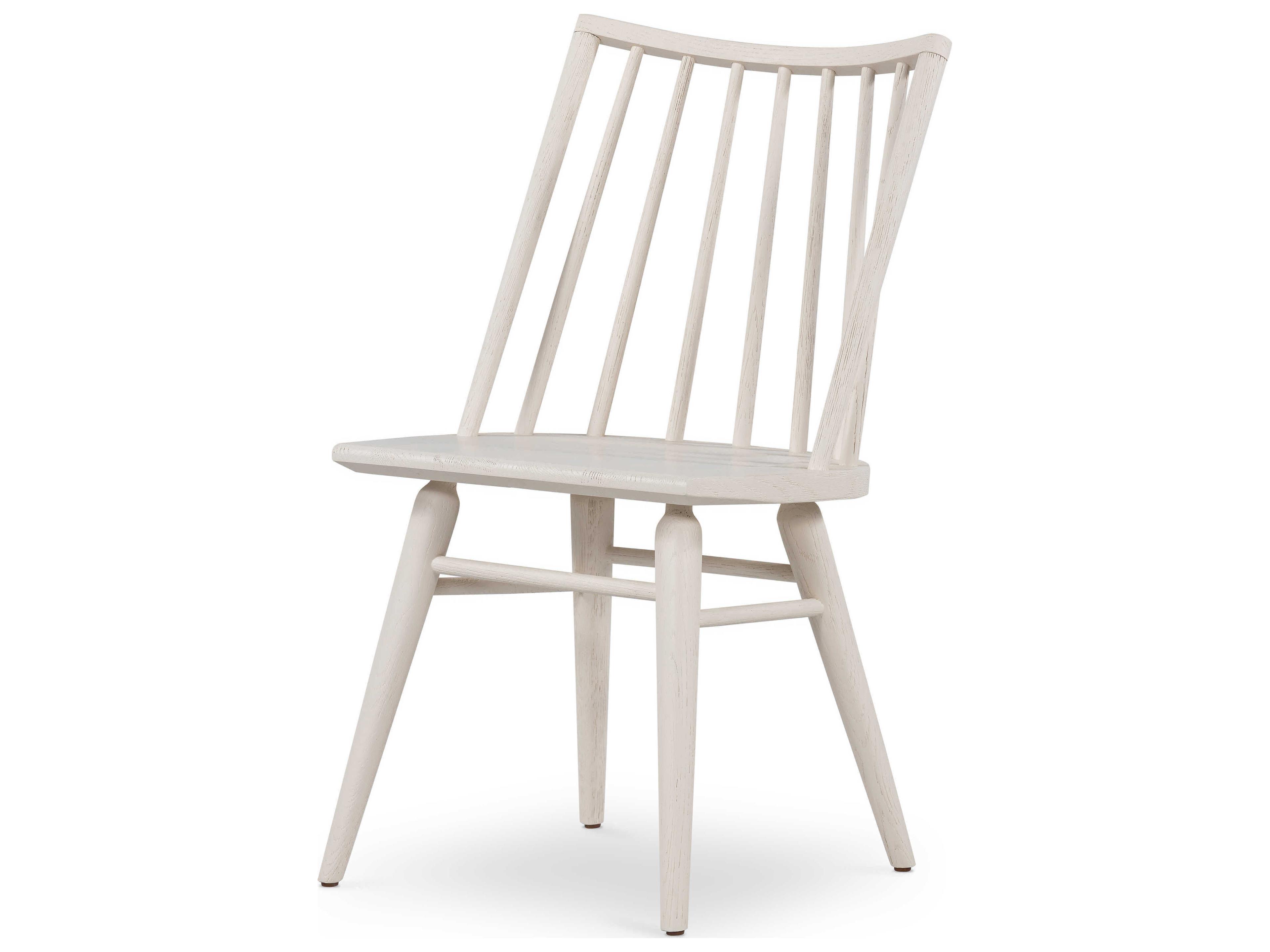 Four Hands Belfast Lewis Windsor Oak Wood White Side Dining Chair