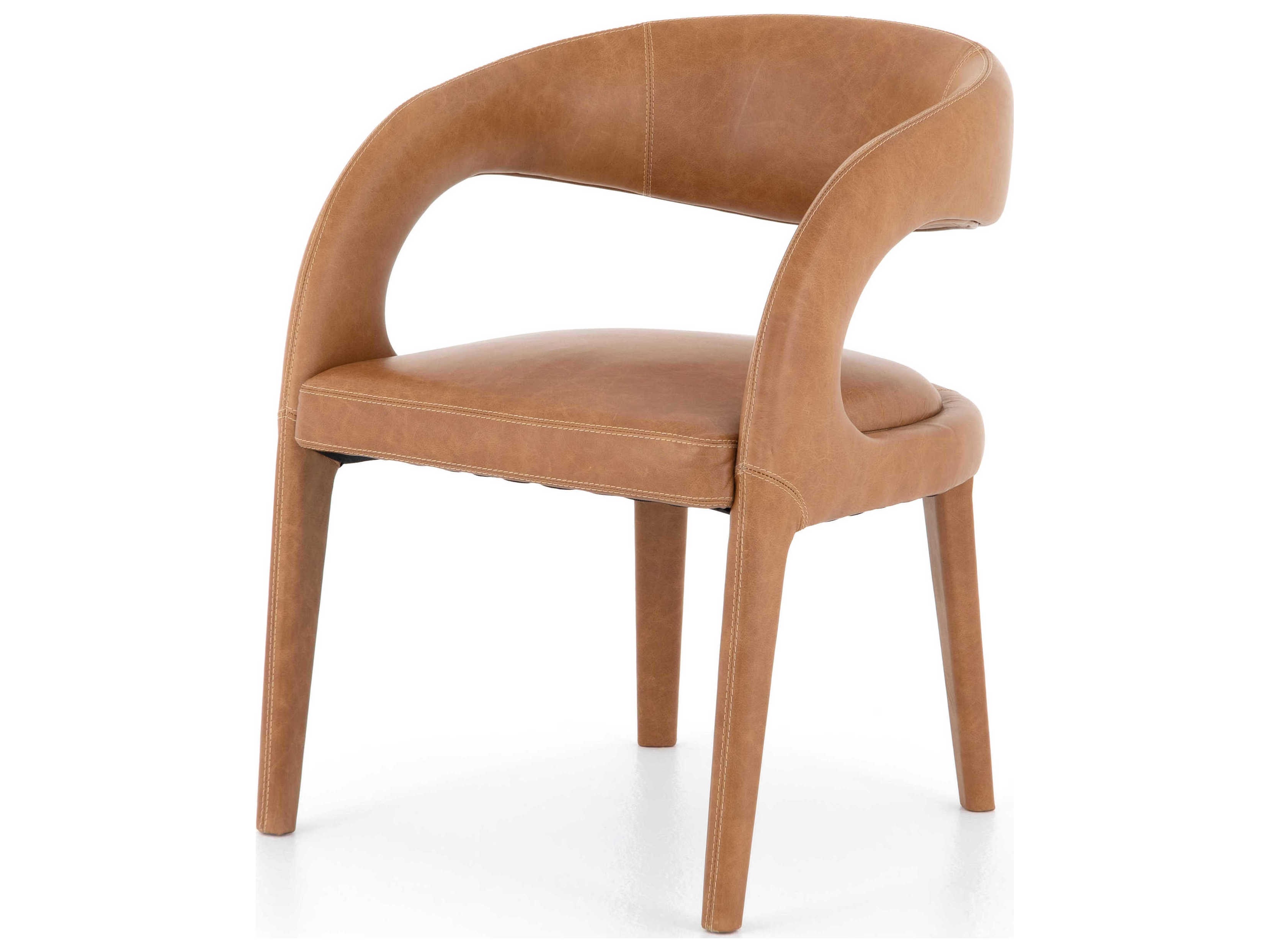Luxecor Globetrotter Hawkins Leather Brown Upholstered Arm Dining Chair