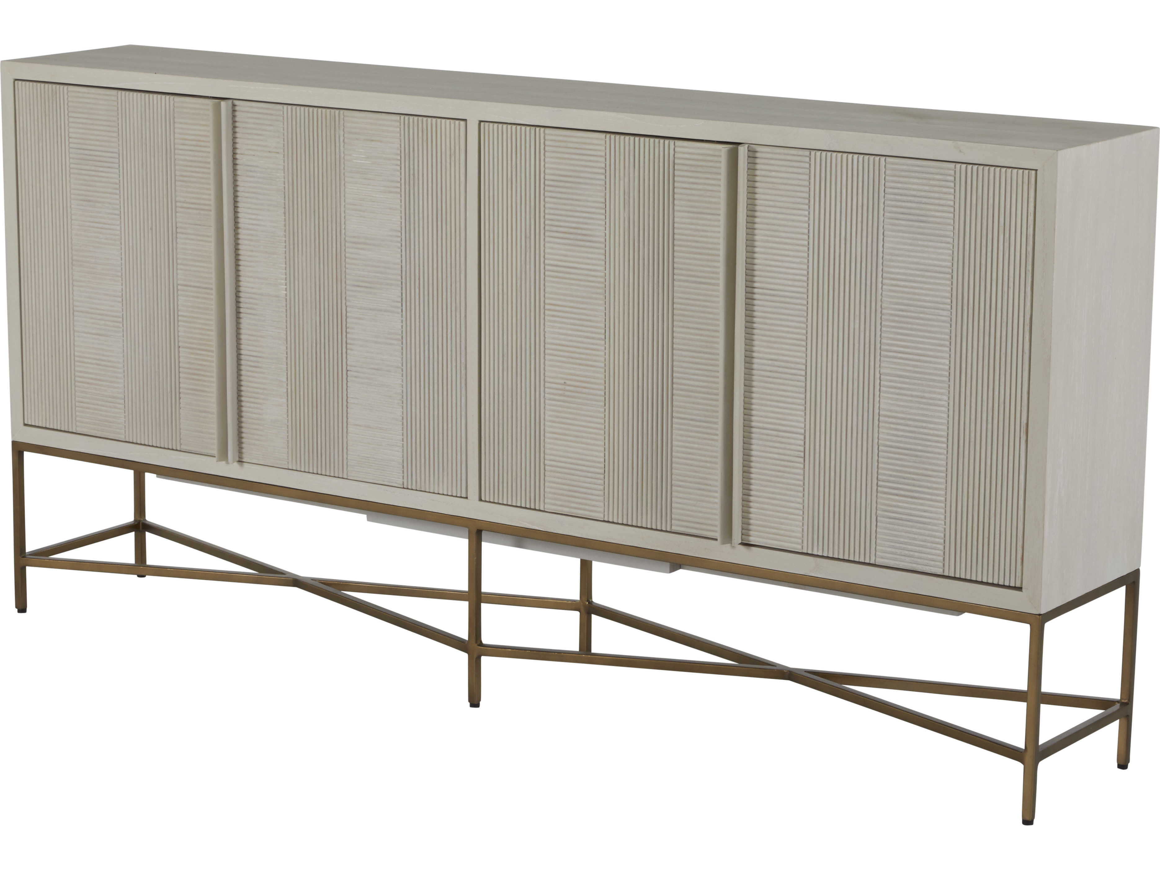 Gabby Carol 72" Mindi Wood Cerused White Stain Brass Sideboard