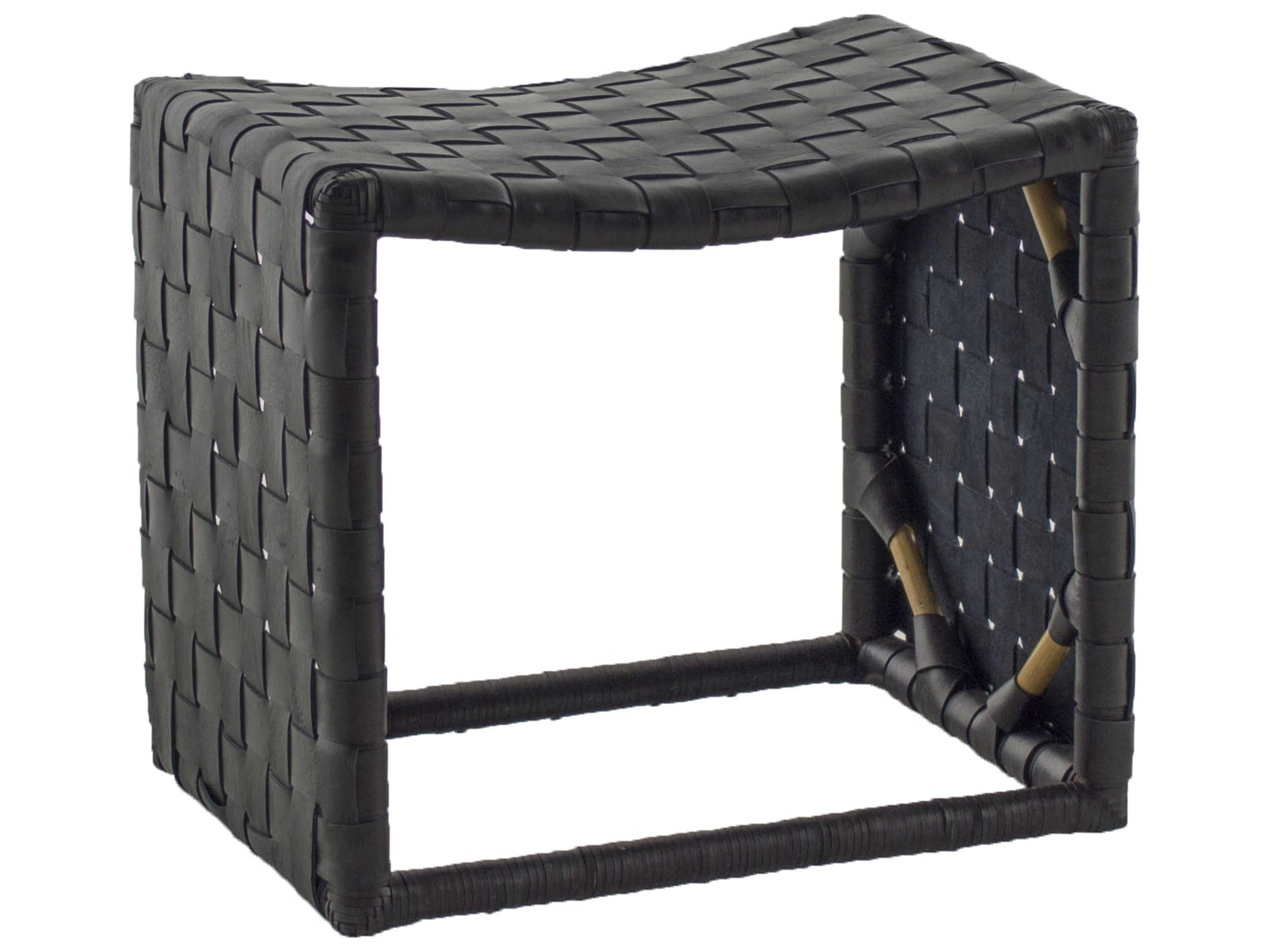 Gabby Dover Black Leather Accent Stool