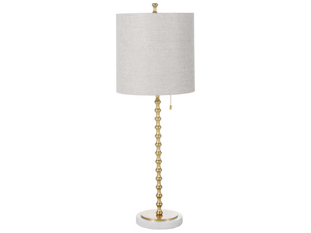 Gabby Addie Gold Leaf with White Marble With Natural Linen Buffet Lamp