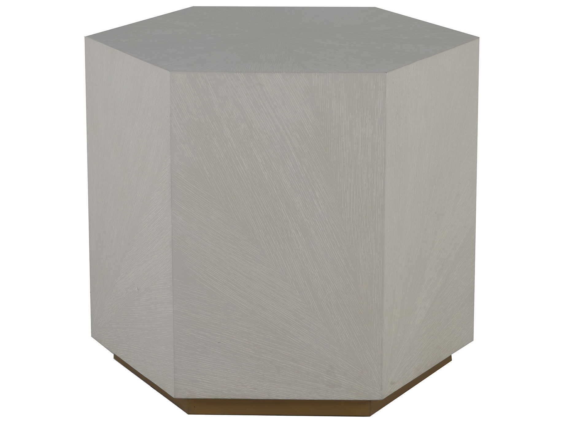 Gabby Winslet Hexagon Wood Cerused White Stain Gold End Table