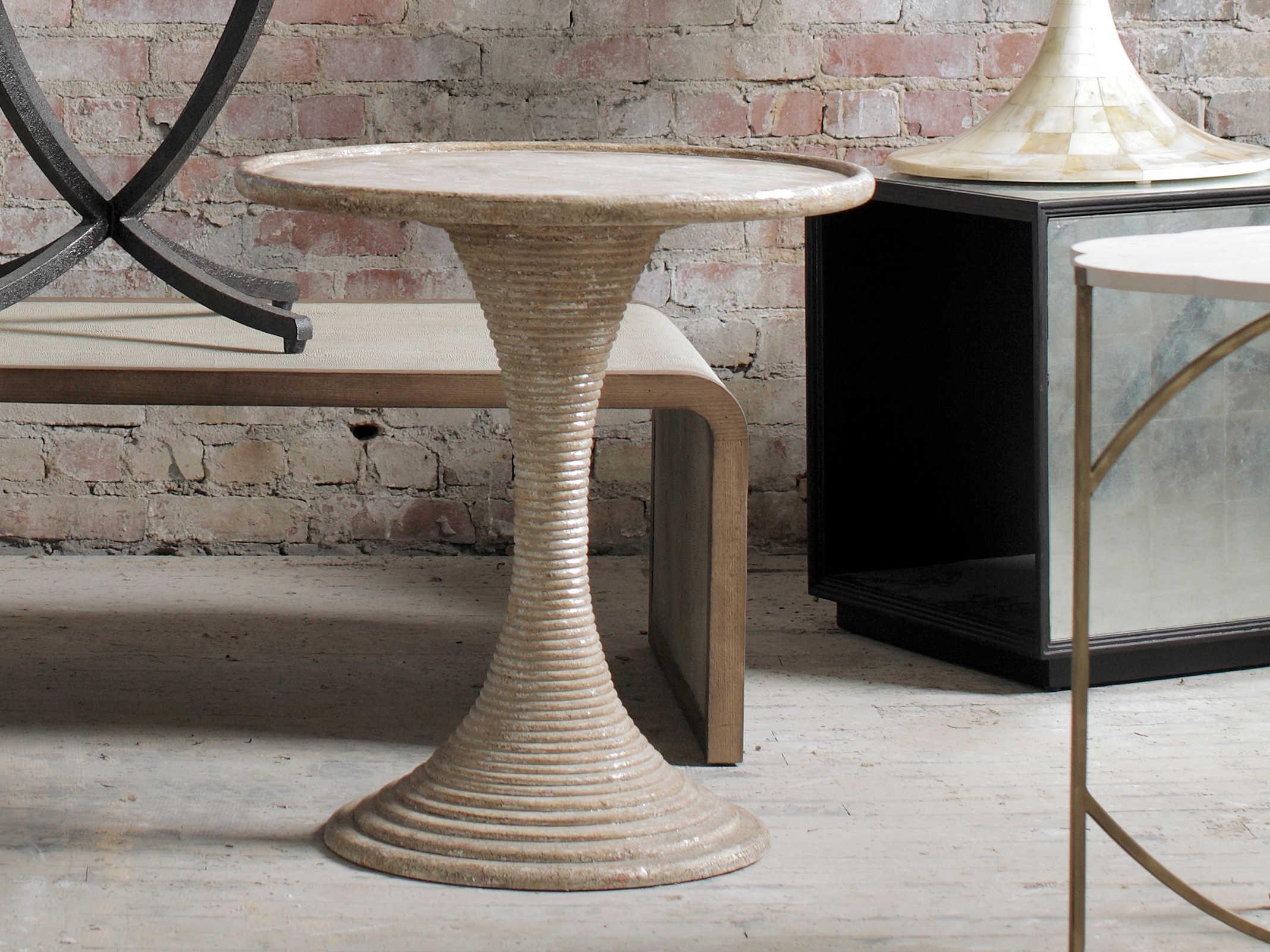 Gabby Gloria Round Antique Gold & Silver Leaf End Table