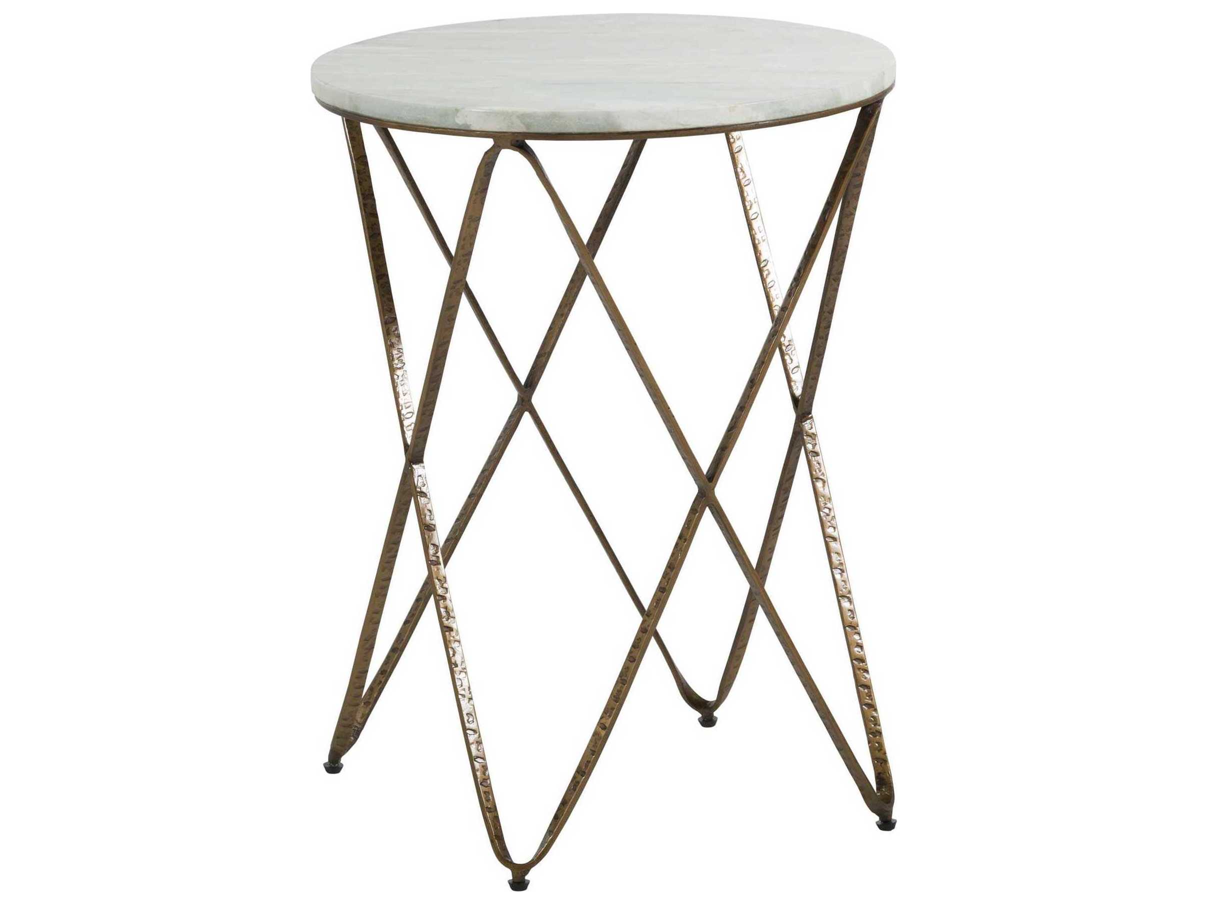 Gabby Phoenix Round Marble Vintage Gold End Table