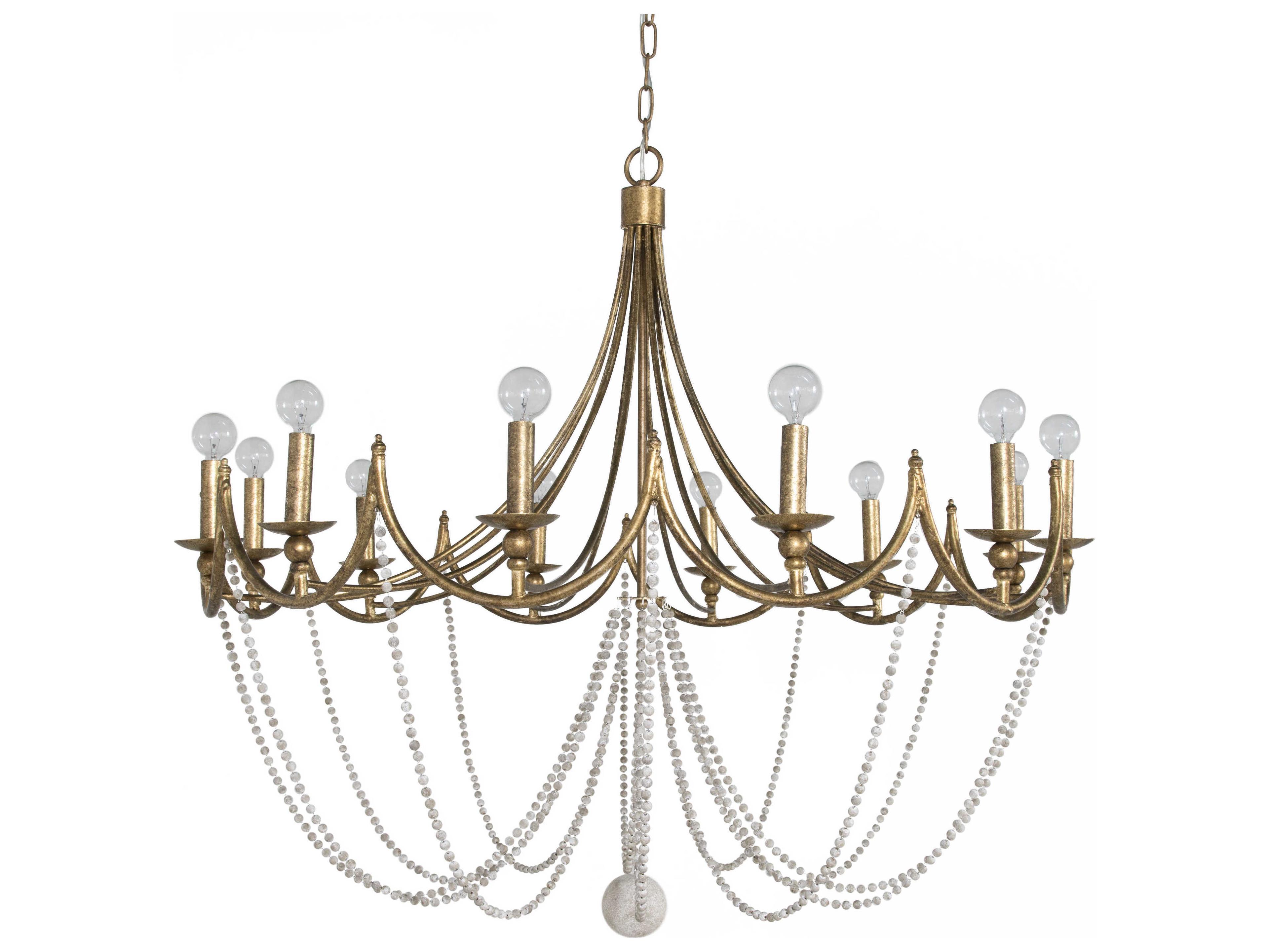 Gabby Sandra 12-Light Antique Gold With White Candelabra Chandelier