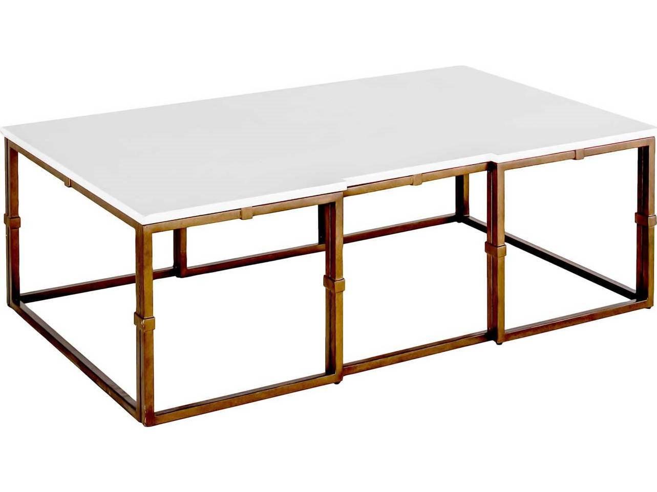 Gabby Stevens Rectangular White Seagrass With Antique Brass Coffee Table