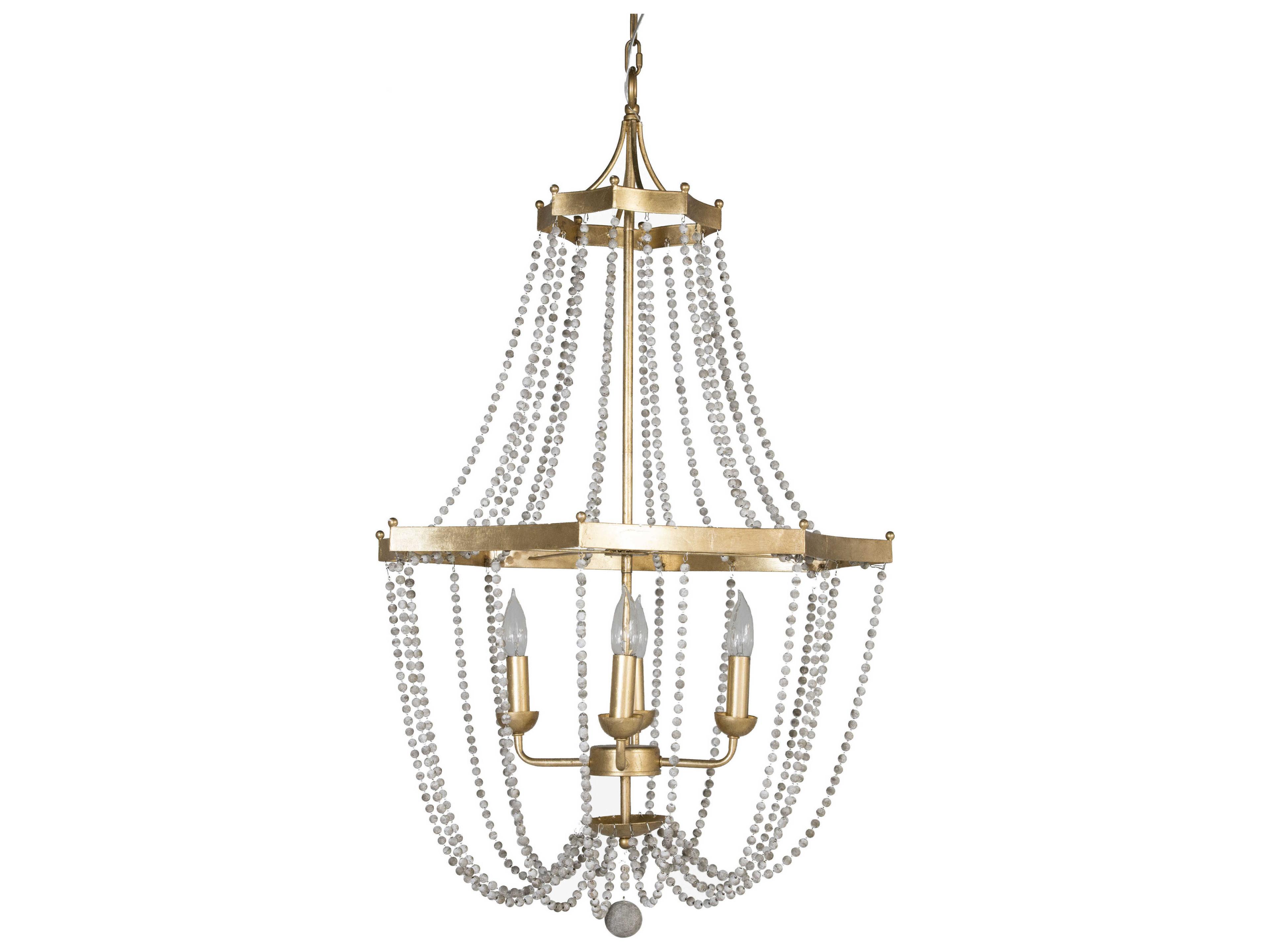 Gabby Whitney 4-Light Vintage Gold & Antique White Candelabra Chandelier
