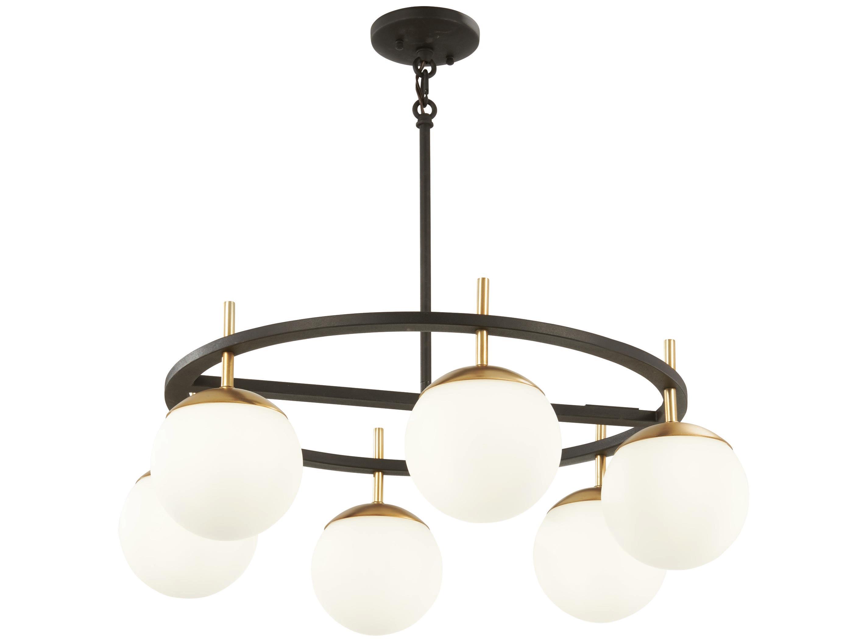 George Kovacs Alluria 7-Light Weathered Black Autumn Gold Glass Globe Chandelier