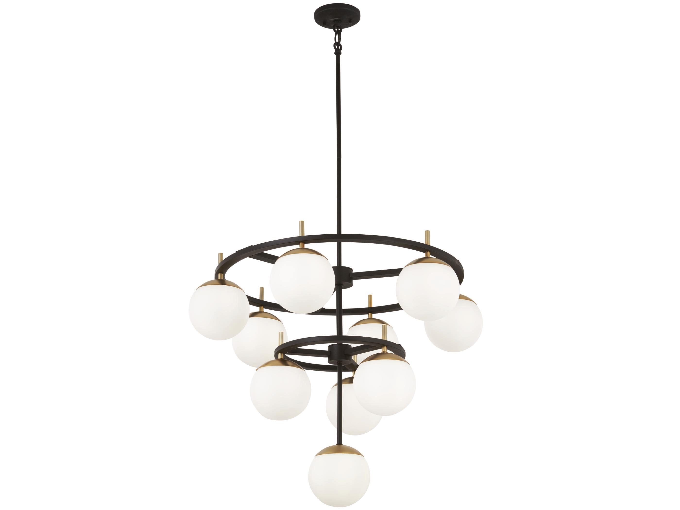 George Kovacs Alluria 11-Light Weathered Black Autumn Gold Glass Globe Chandelier