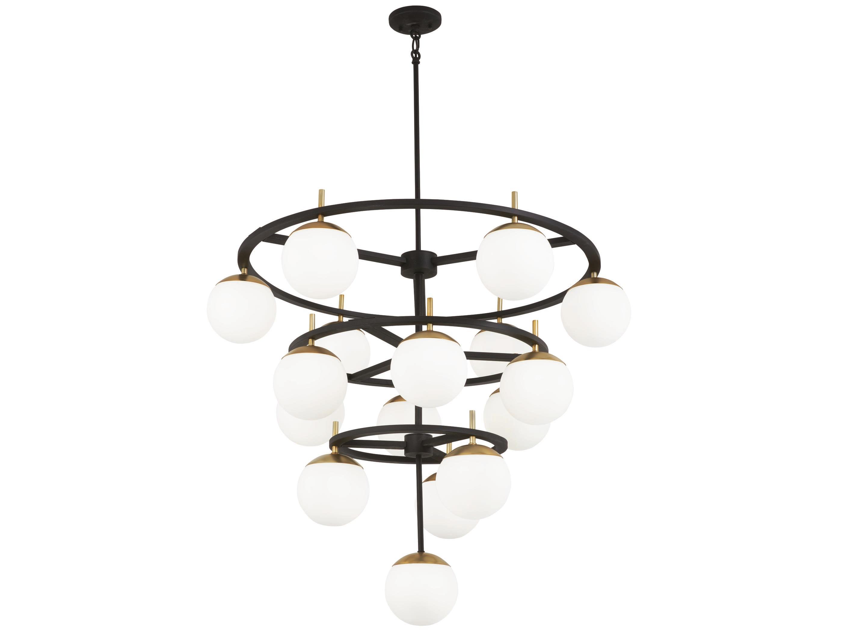 George Kovacs Alluria 16-Light7-Light Weathered Black Autumn Gold Glass Globe Chandelier