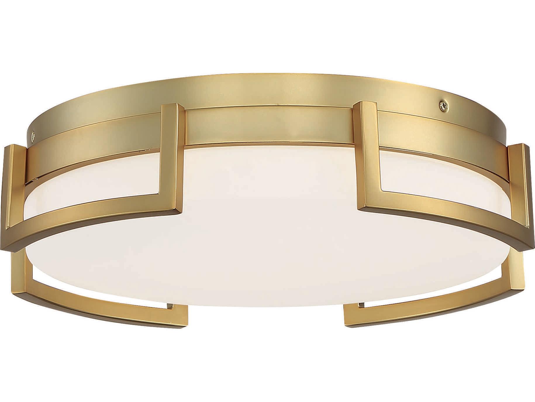 George Kovacs Bezel Set 1-Light Honey Gold Glass LED Drum Flush Mount