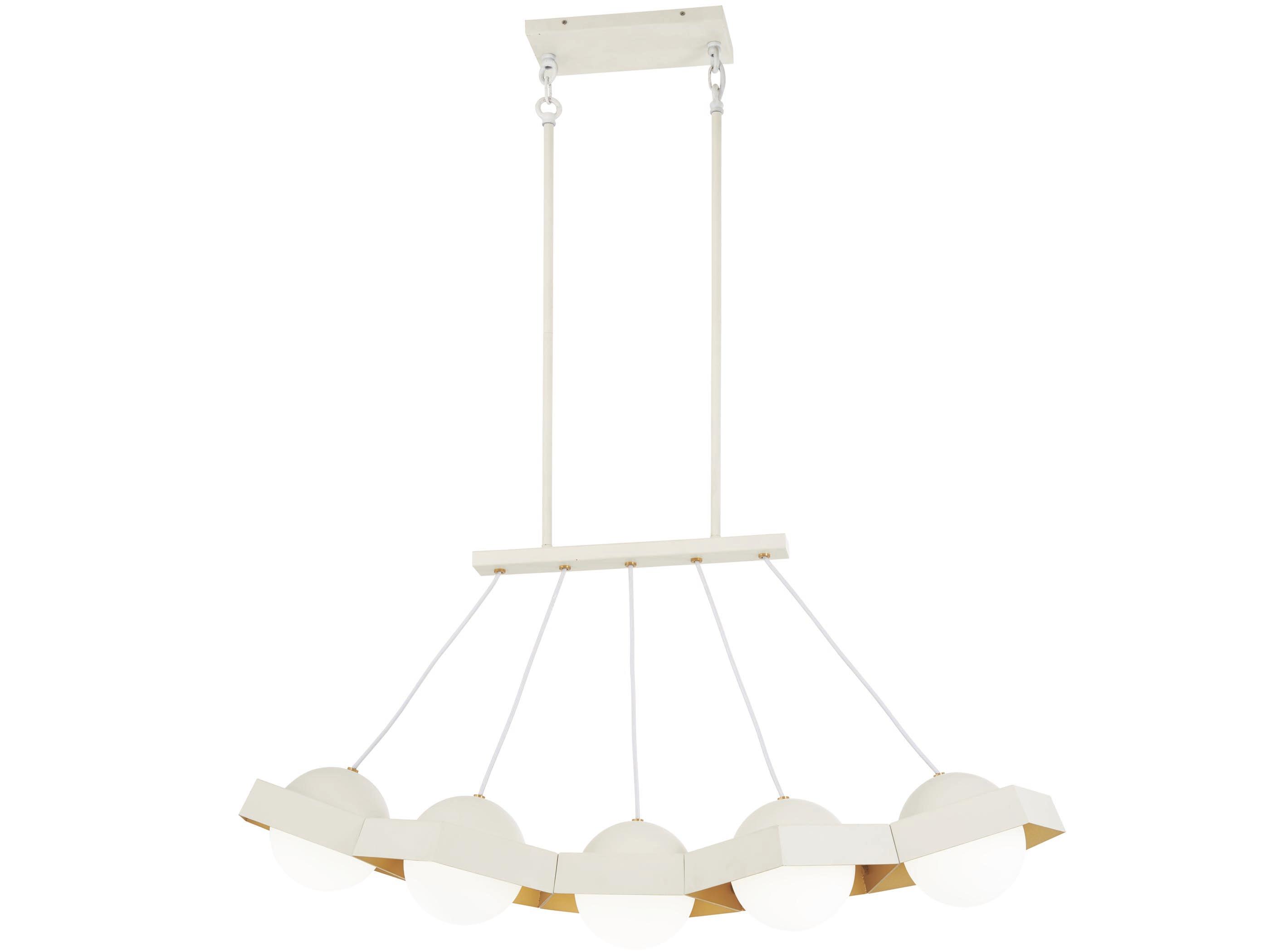 George Kovacs Five-o 5-Light Textured White Gold Leaf Glass LED Geometric Island Pendant