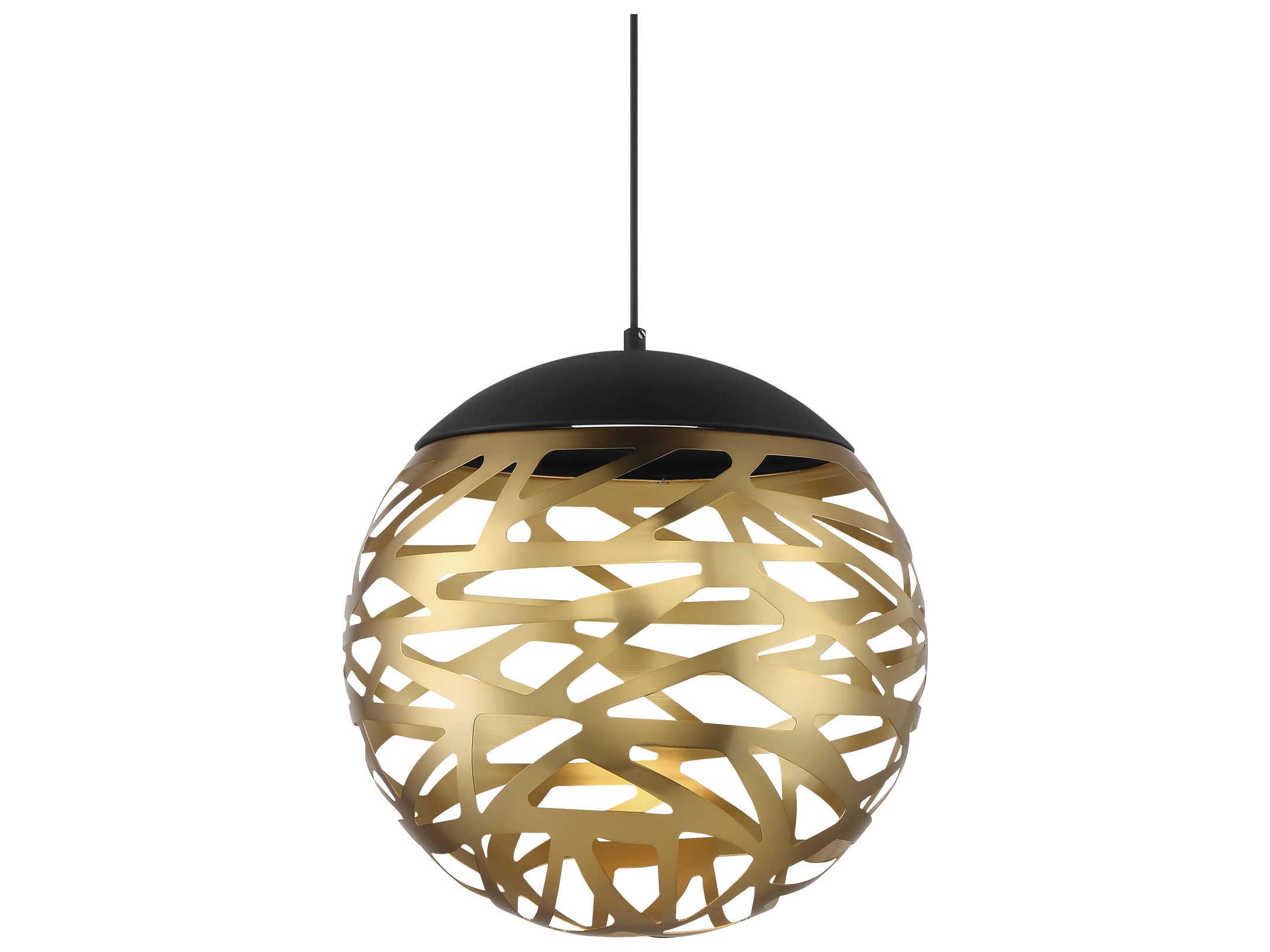 George Kovacs Golden Eclipse 1-Light Coal Honey Gold Black LED Globe Geometric Pendant