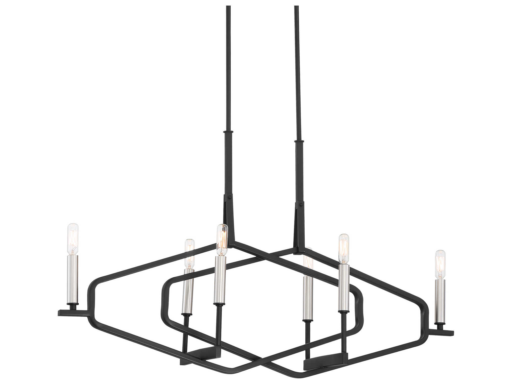 George Kovacs Traveler 6-Light Sand Coal Brushed Nickel Black Geometric Island Pendant