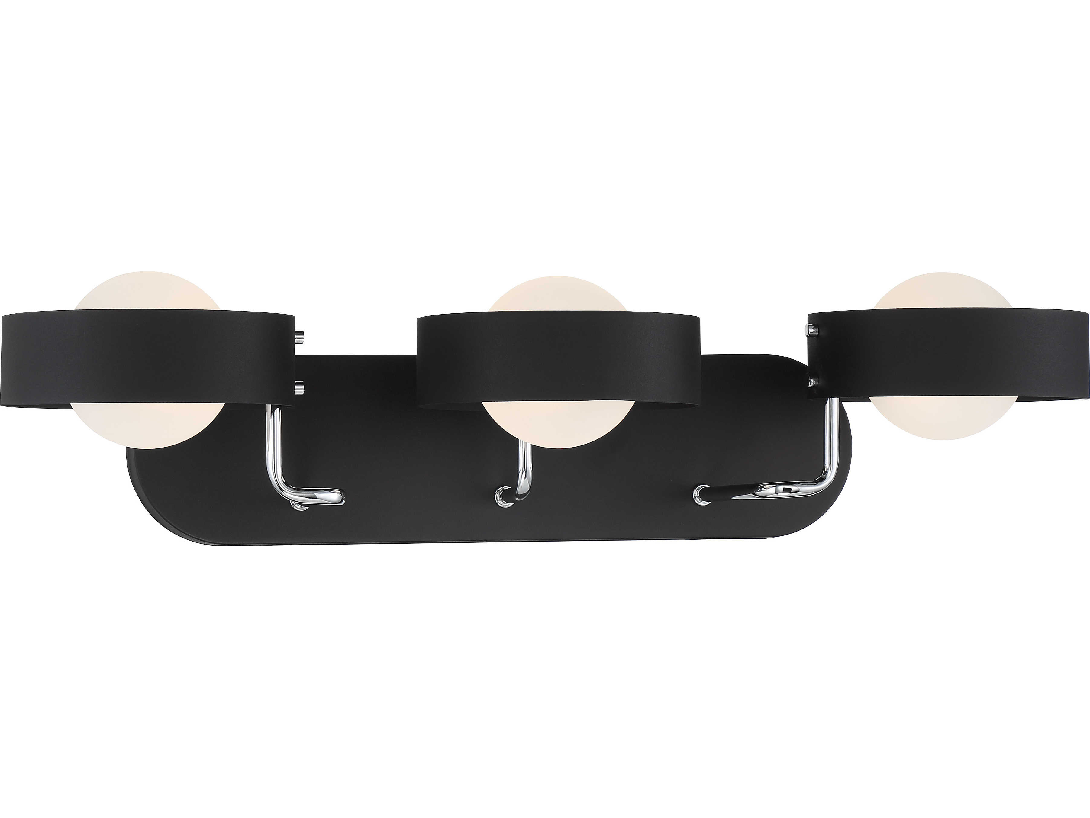 George Kovacs Lift Off 3-Light Sand Coal Polished Nickel Black Glass Vanity Light