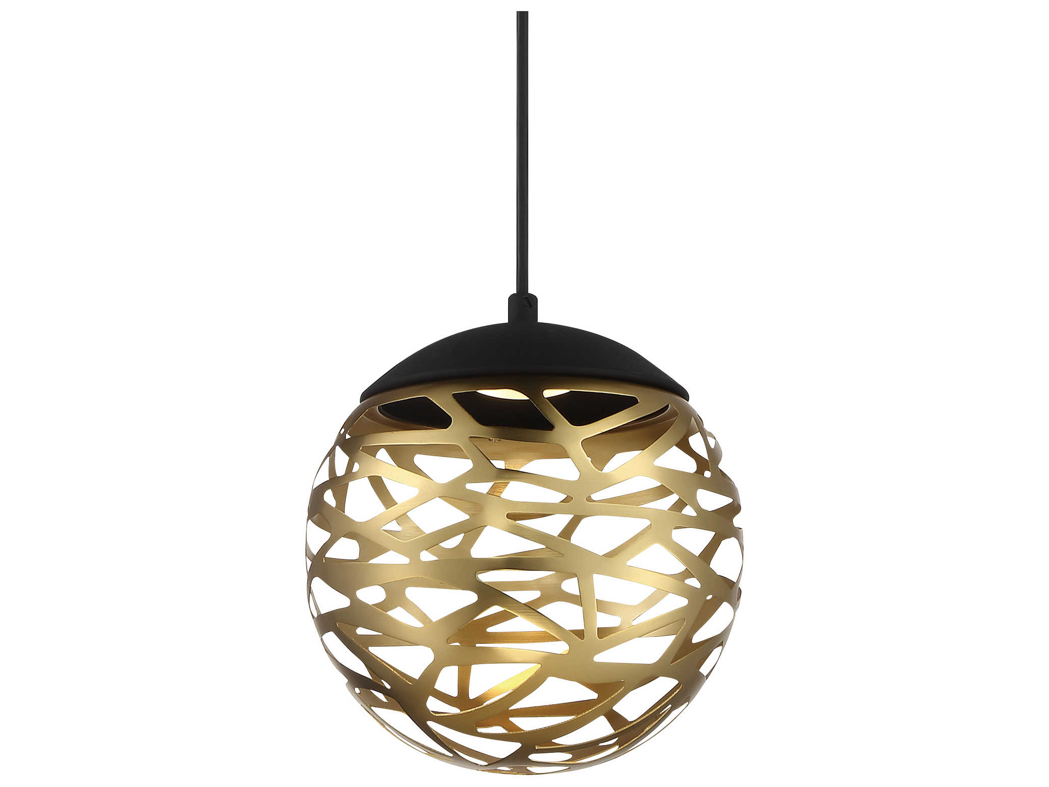 George Kovacs 1-Light Coal Honey Gold Black Geometric Round Mini Pendant