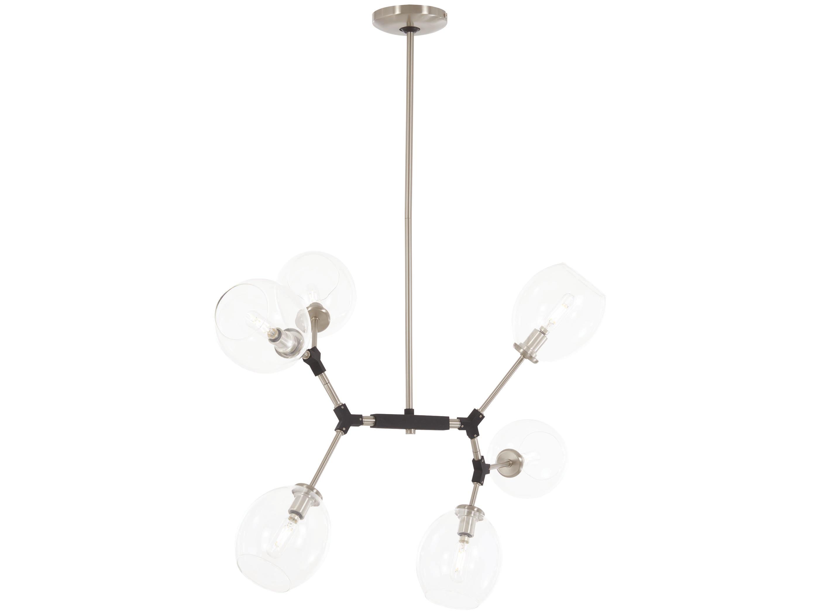 George Kovacs Nexpo 6-Light Brushed Nickel Black Accents Glass Globe Island Pendant