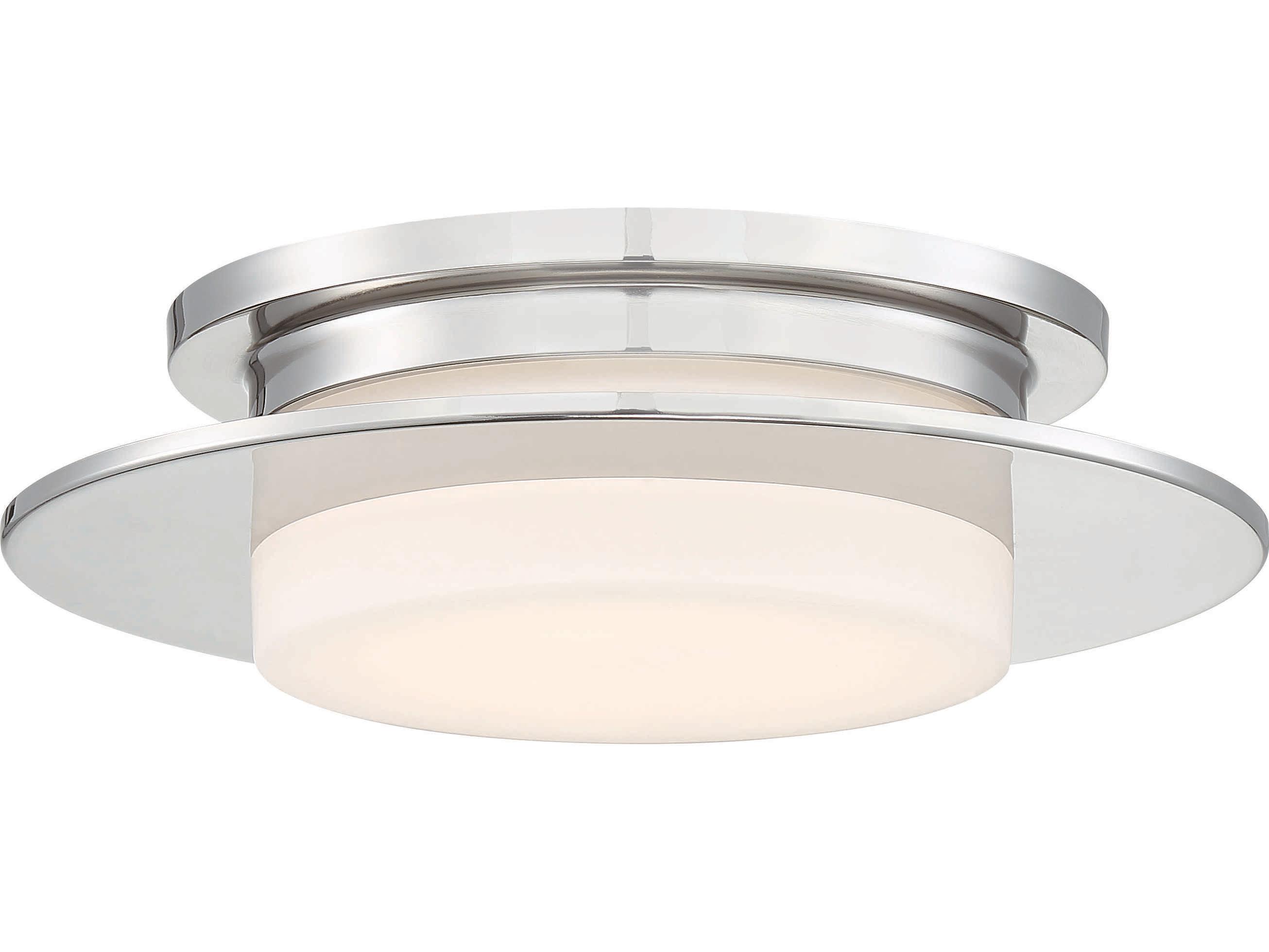 George Kovacs Press 1-Light Polished Nickel Glass LED Drum Linear Flush Mount