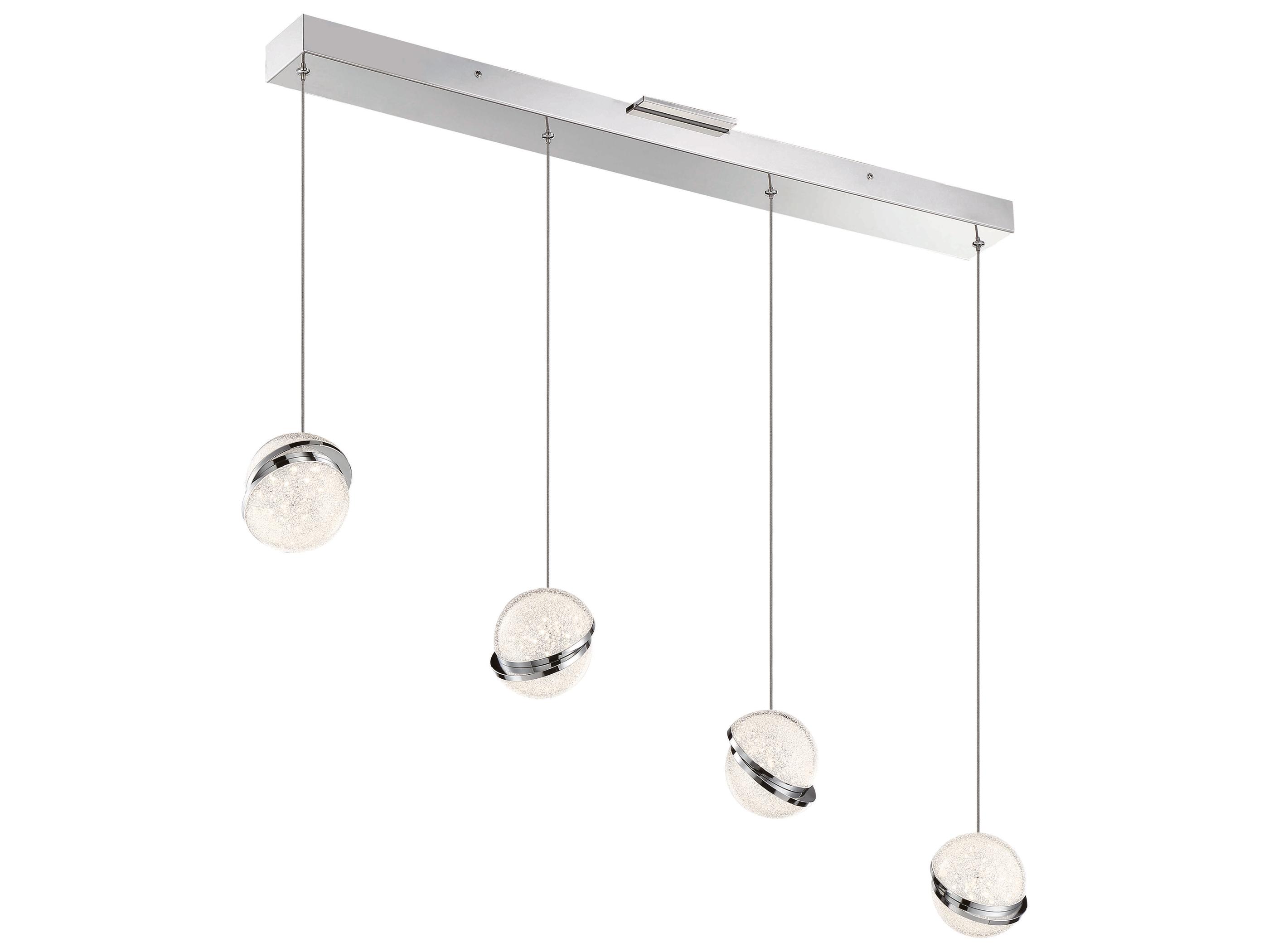 George Kovacs Silver Slice 4-Light Chrome Crystal LED Globe Linear Island Pendant