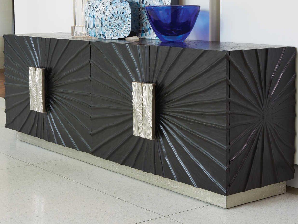 Global Views 84" Oak Wood Black Nickel Sideboard
