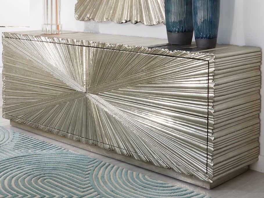 Global Views 72" Grey Deco White Alloy Metal Sideboard