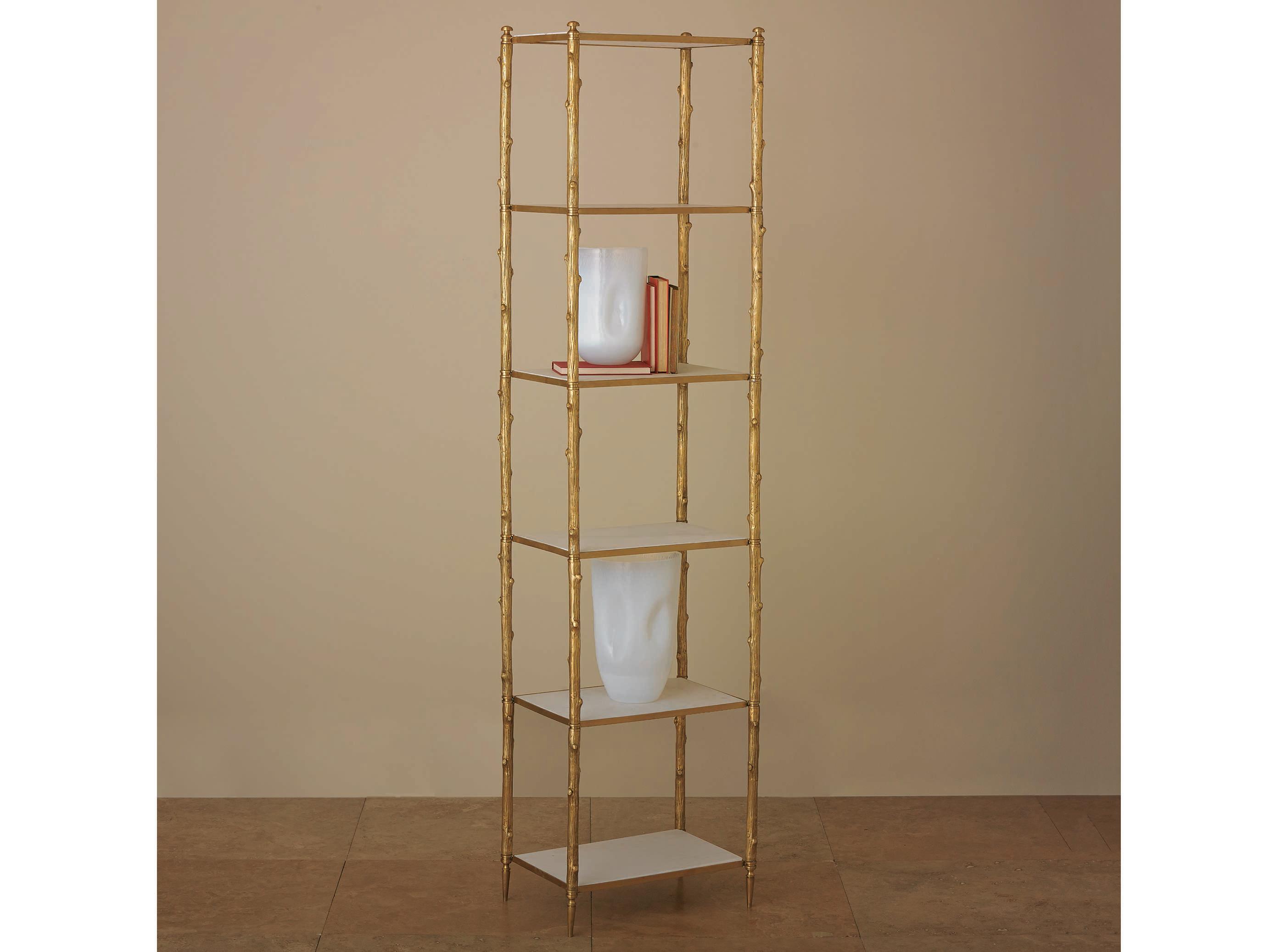 Global Views Arbor Brass / White Marble Etagere