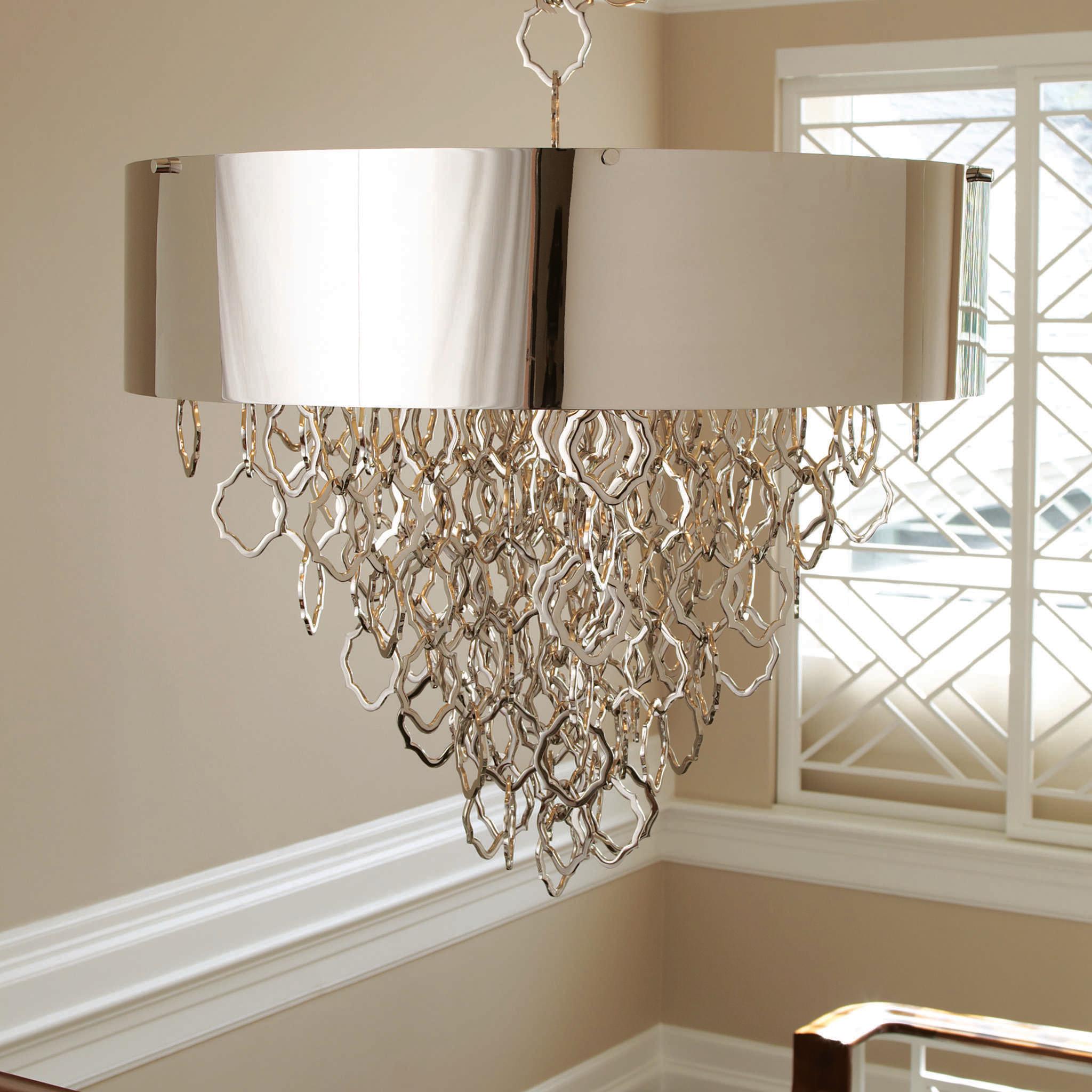 Global Views Chain 6-Light Nickel Drum Pendant