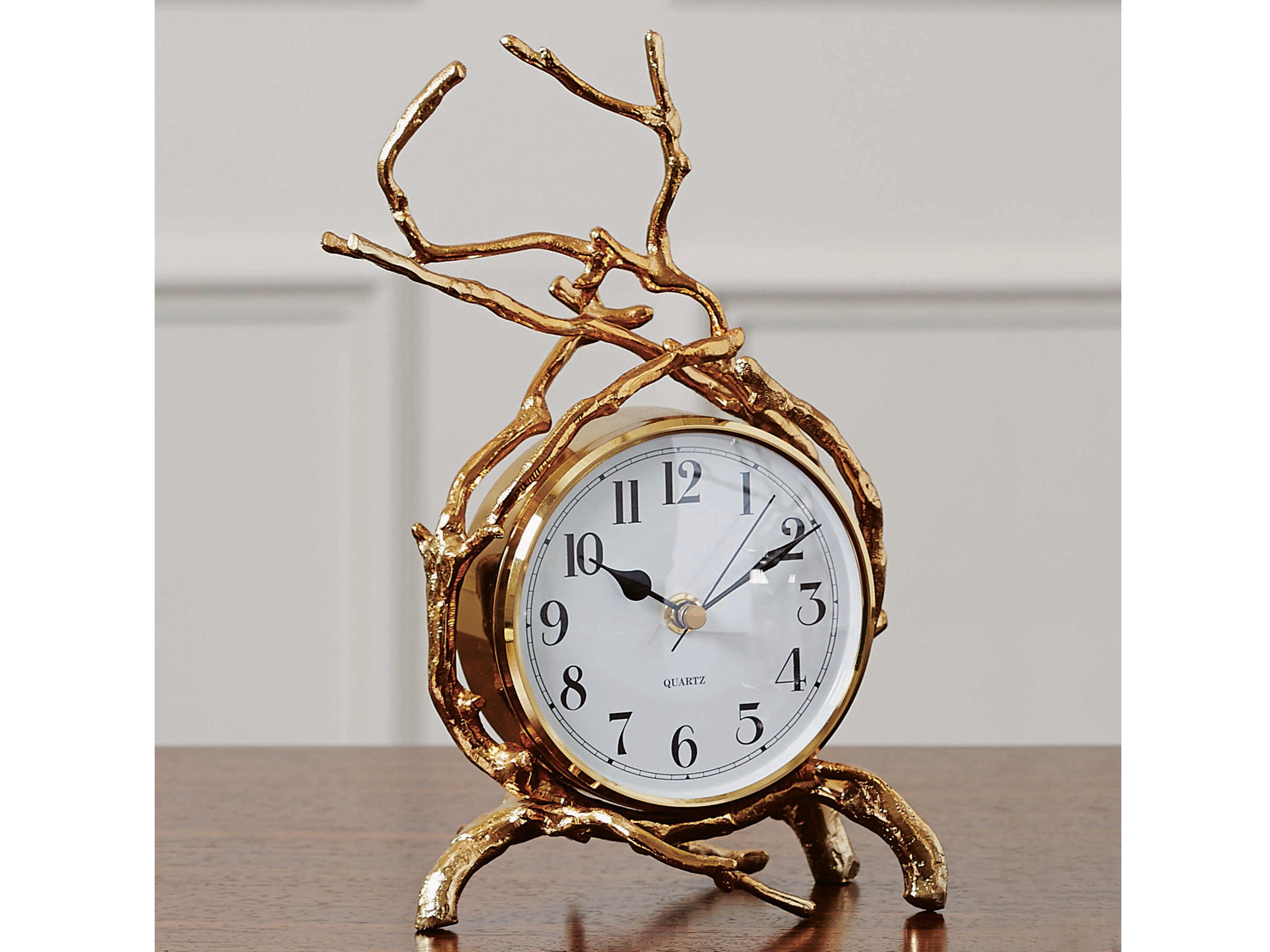 Global Views Twig Brass Clock