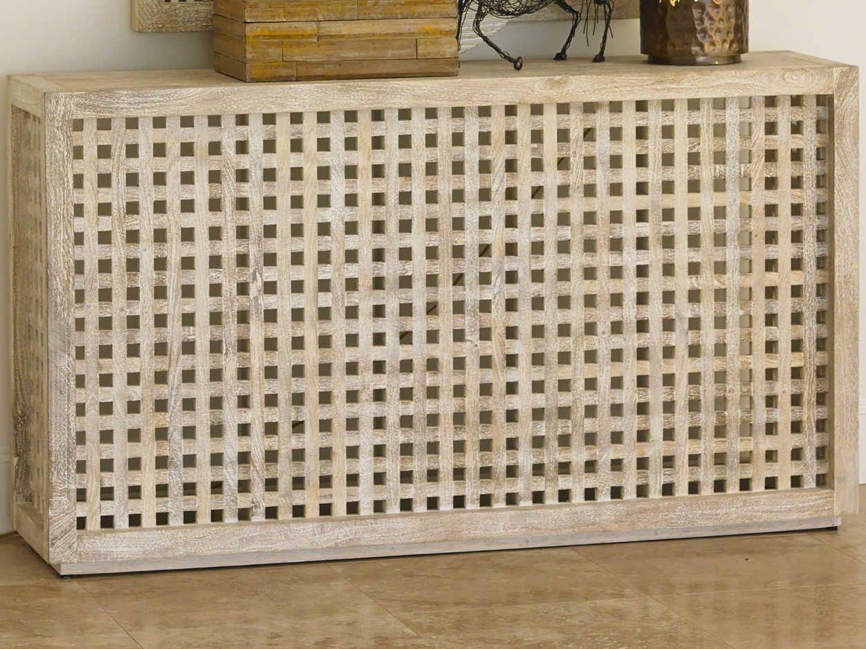 Global Views Rectangular Wood White Washed Console Table