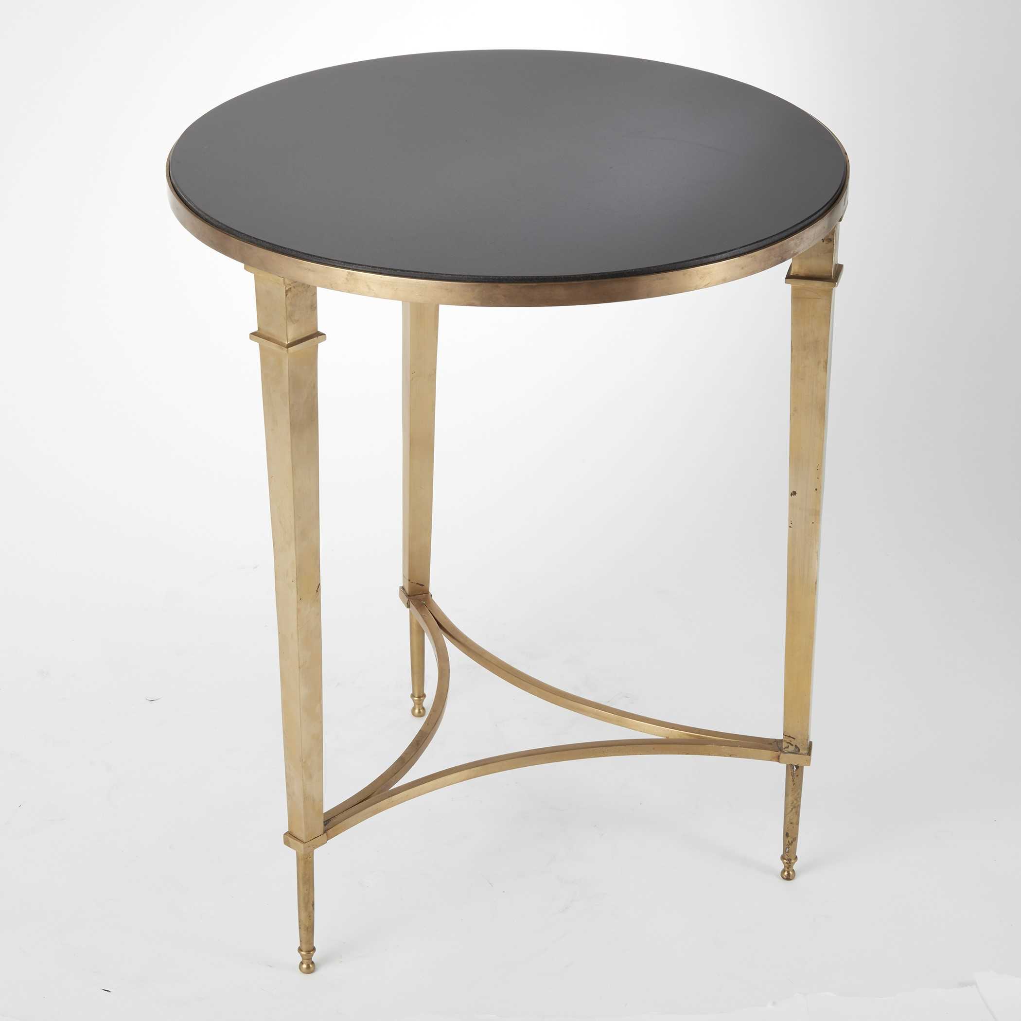 Global Views Round Granite Brass End Table