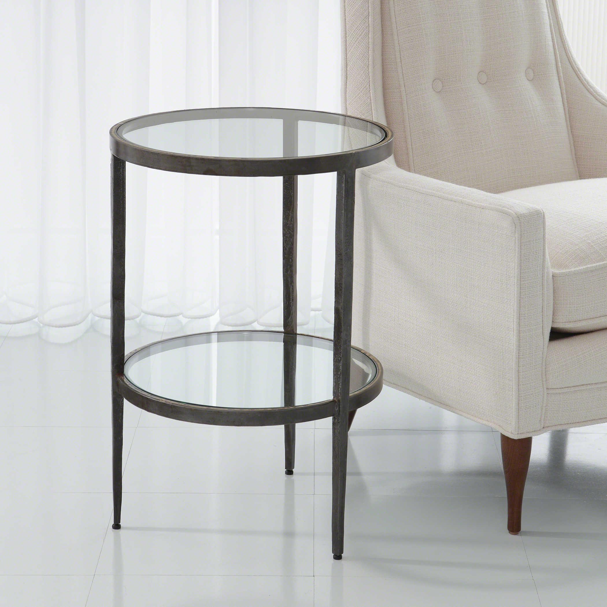 Global Views Laforge Round Glass End Table