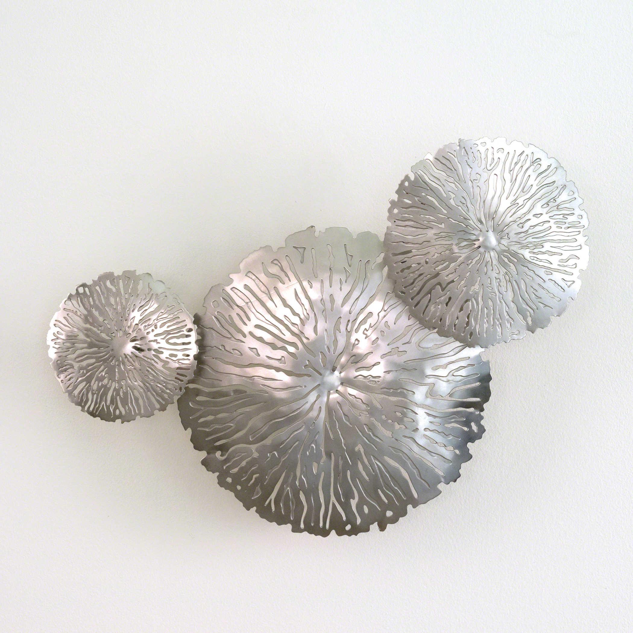 Global Views Antique Nickel Lily Pad Clusters Three-Piece Wall Art Set