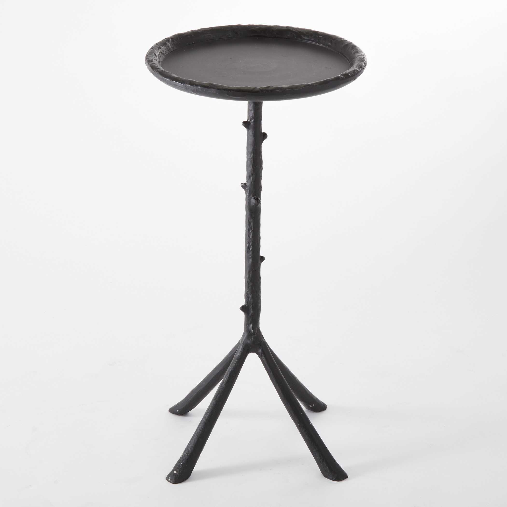 Global Views Round Metal Black Powder Coat End Table