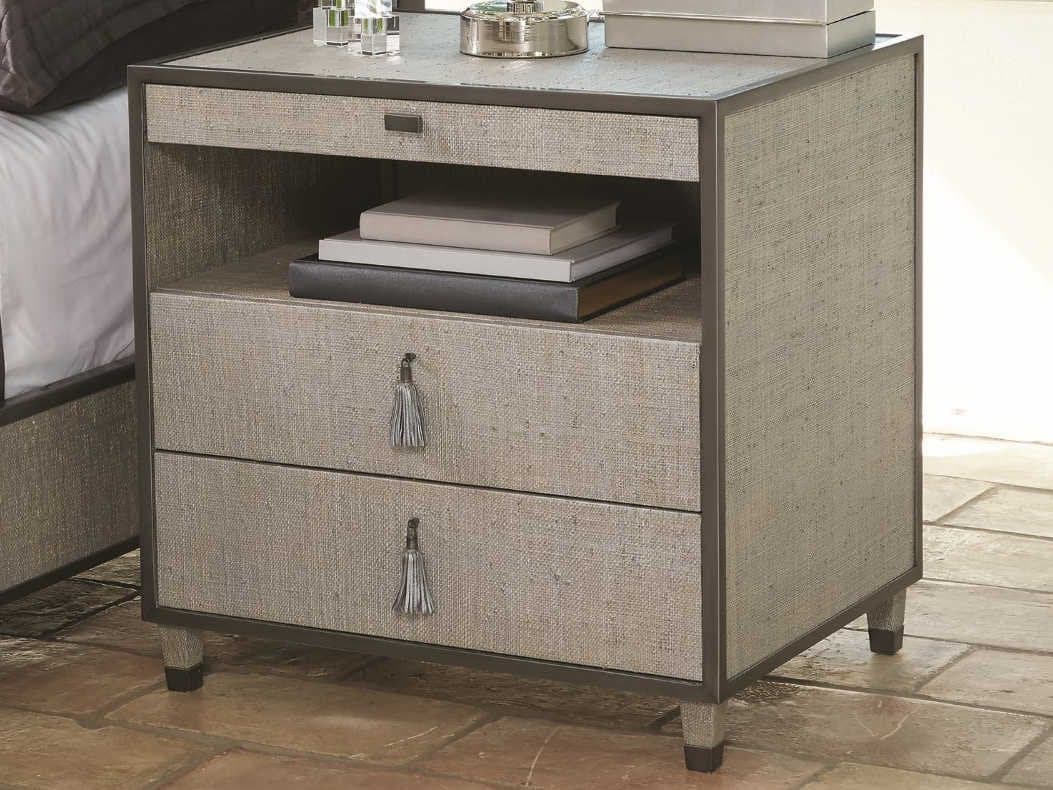 Global Views 3-Drawers Gray Acacia Wood Chest Nightstand