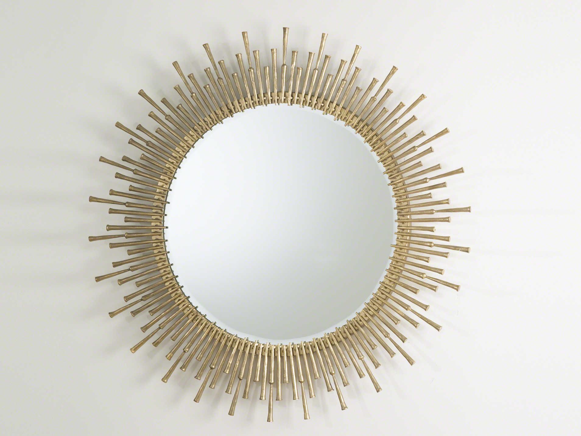 Global Views Spike Antique Brass Round Wall Mirror