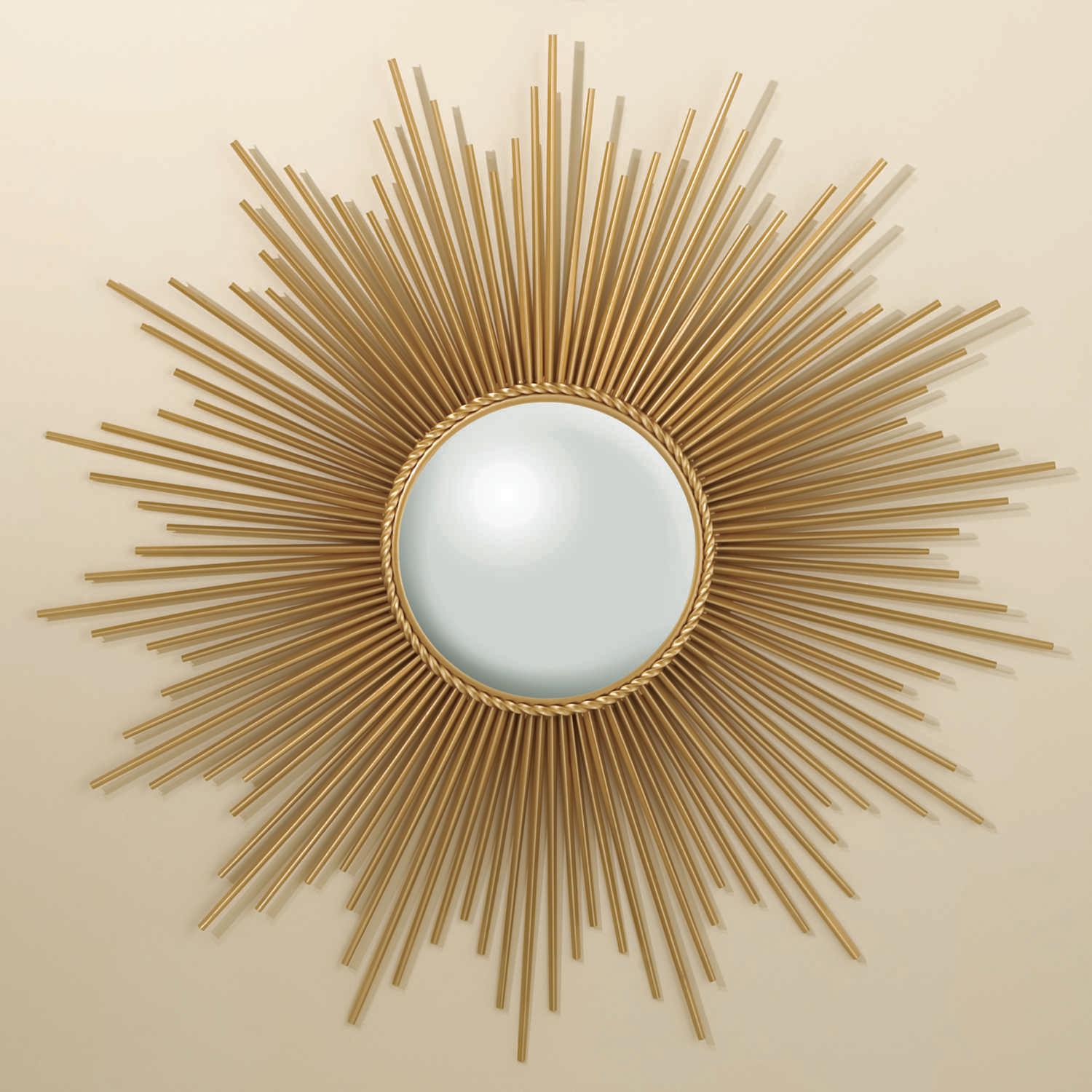 Global Views Sunburst Gold Round Wall Mirror