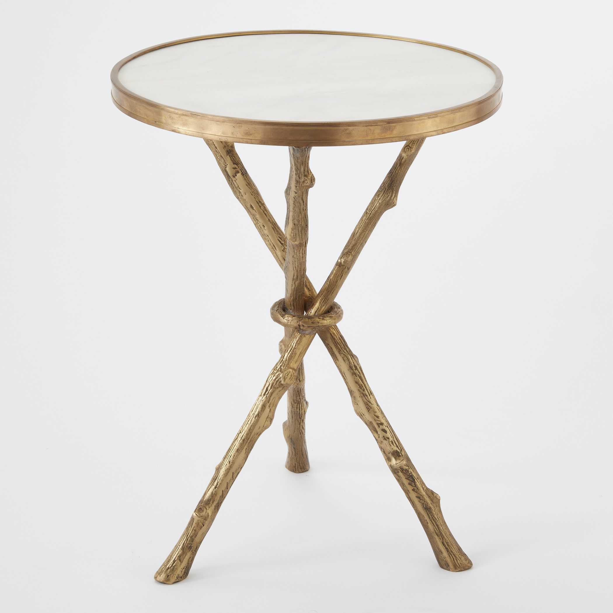 Global Views Twig Round Marble End Table