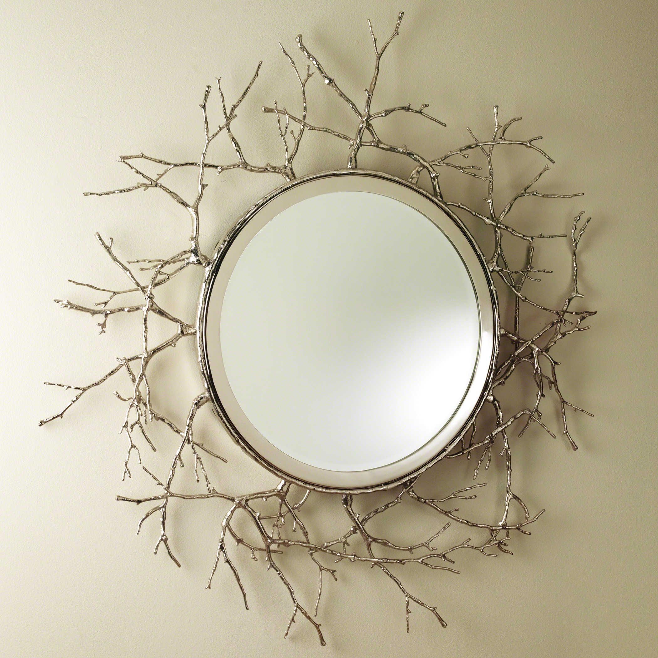 Global Views Twig Nickel Round Wall Mirror