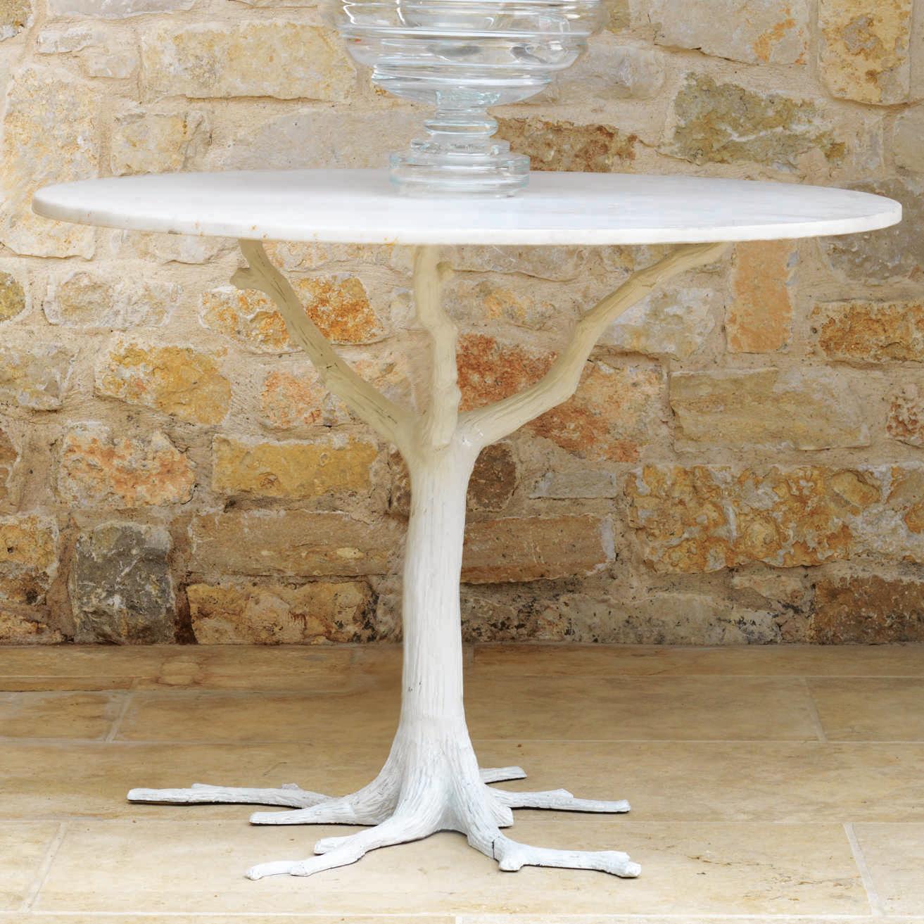 Global Views White Round Marble Dining Table
